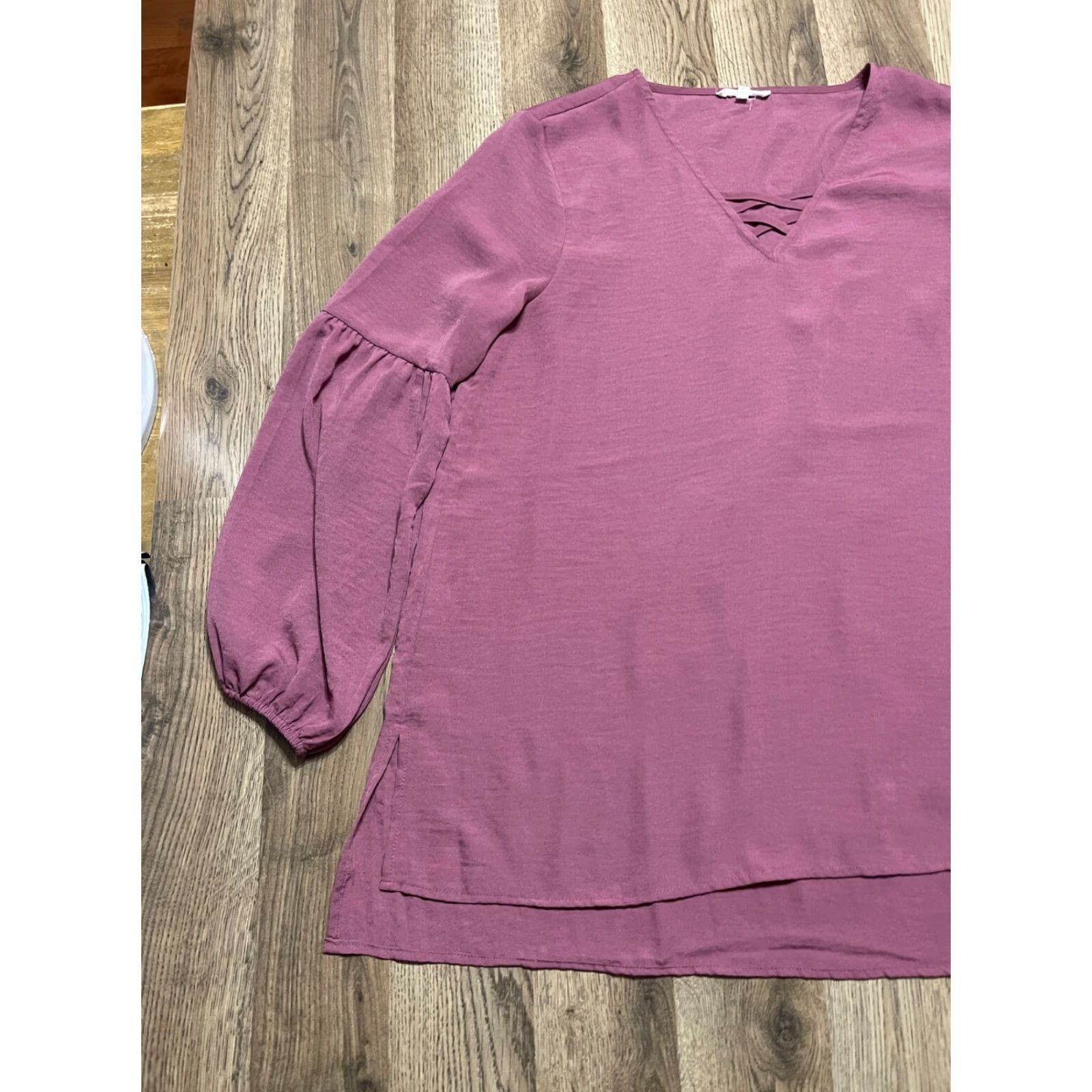 Vintage **Women's Medium Maurices Purple Long Sleeve V-Neck Blouse** User: Women's Medium Maurices Purple Long Sleeve V-Neck Blouse Size M / US 6-8 / IT 42-44 - 3 Thumbnail