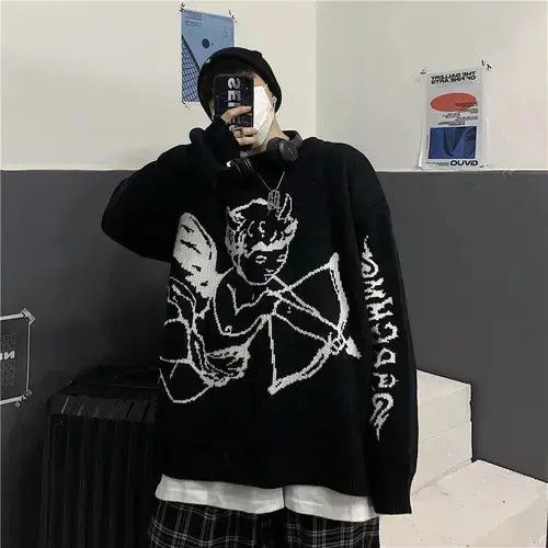 Japanese Brand × Vintage Black cherub cupid style knit sweater Size US XXL / EU 58 / 5 - 4 Thumbnail