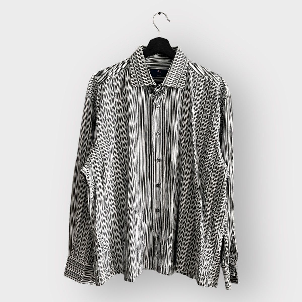 Etro STEAL! Vintage Etro Grey Stripe Shirt Size 44R - 1 Thumbnail