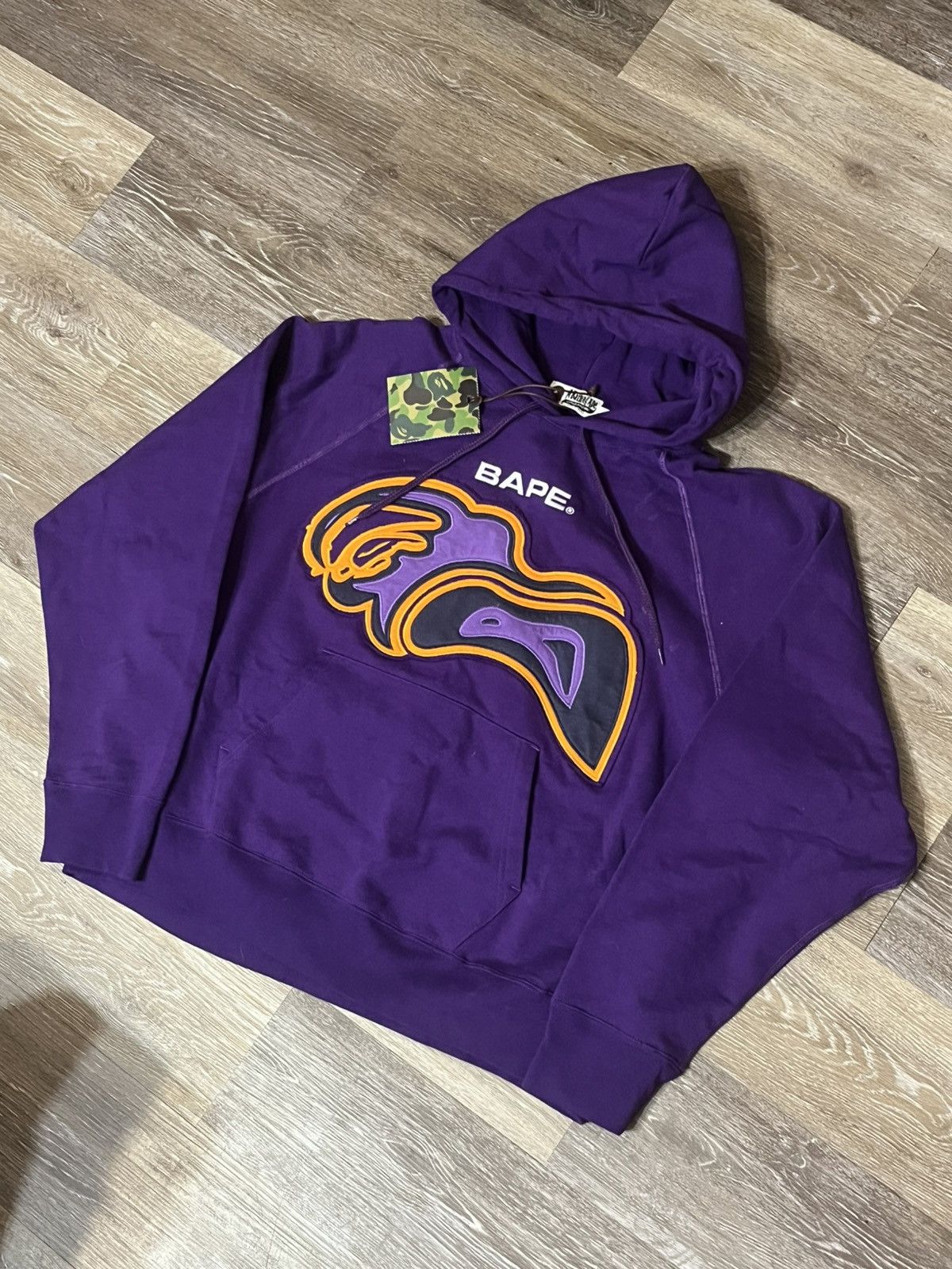 Bape Purple A Bathing Ape Relaxed Flame Head Pullover Hoodie Size US M / EU 48-50 / 2 - 1 Thumbnail
