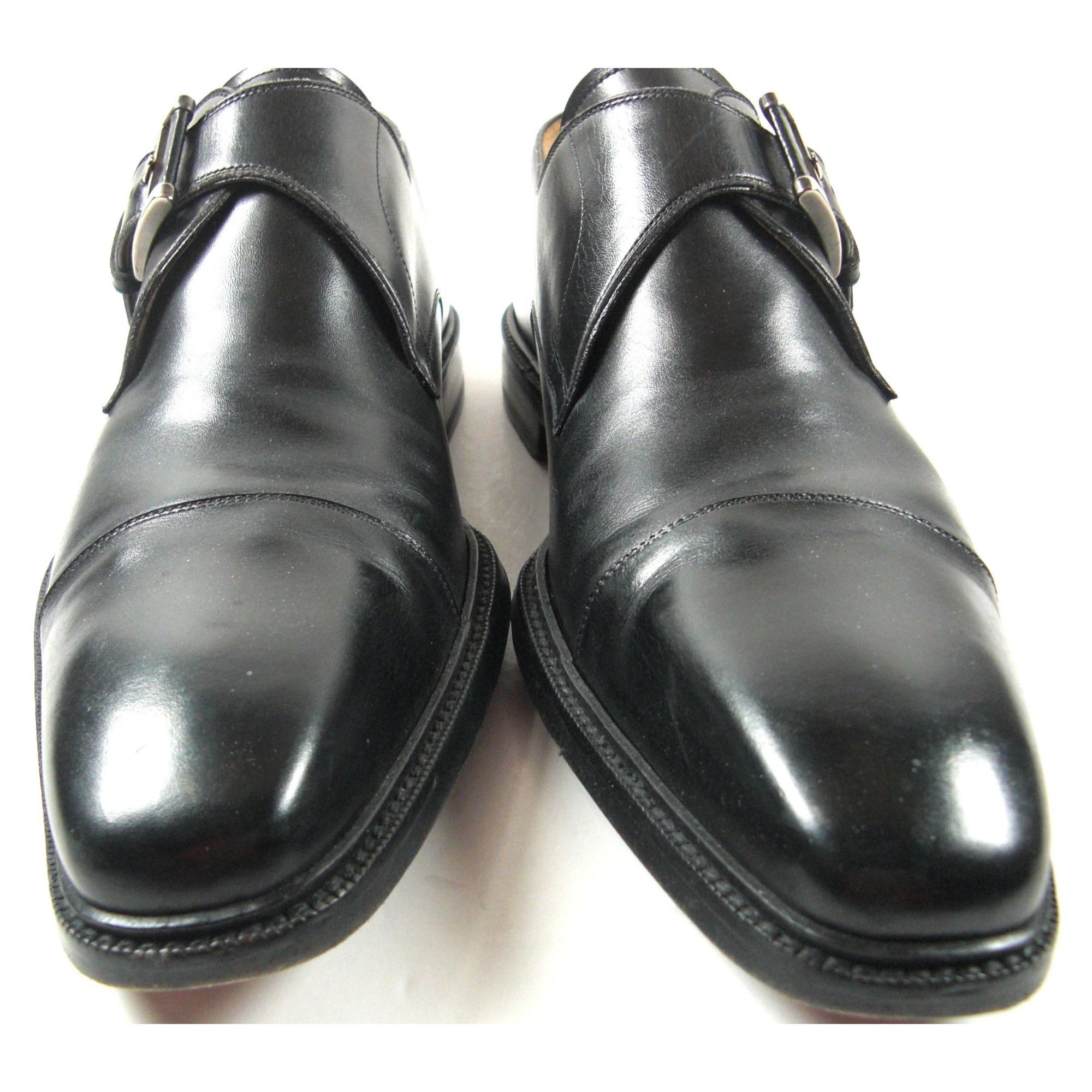 Other Magnanni Black Leather Monk Strap Buckle Loafers Shoes Men's Size US 10.5 / EU 43-44 - 5 Thumbnail