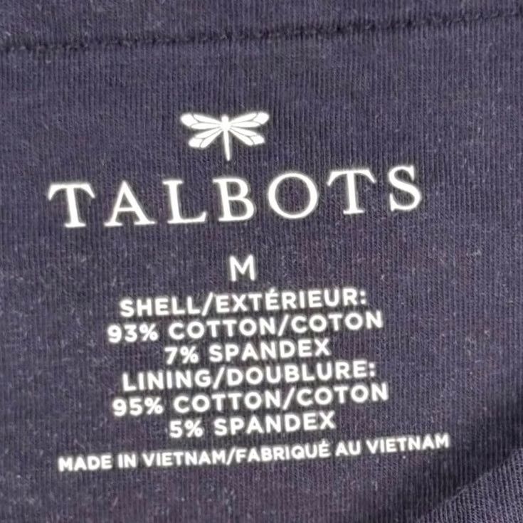 Talbots Talbots Women M Eyelet Stripe 3/4 Sleeve Boat Neck Top Lined Coastal Grandma Navy Blue Knit Blouse shirt casual workwear kvinner? Size M / US 6-8 / IT 42-44 - 5 Thumbnail