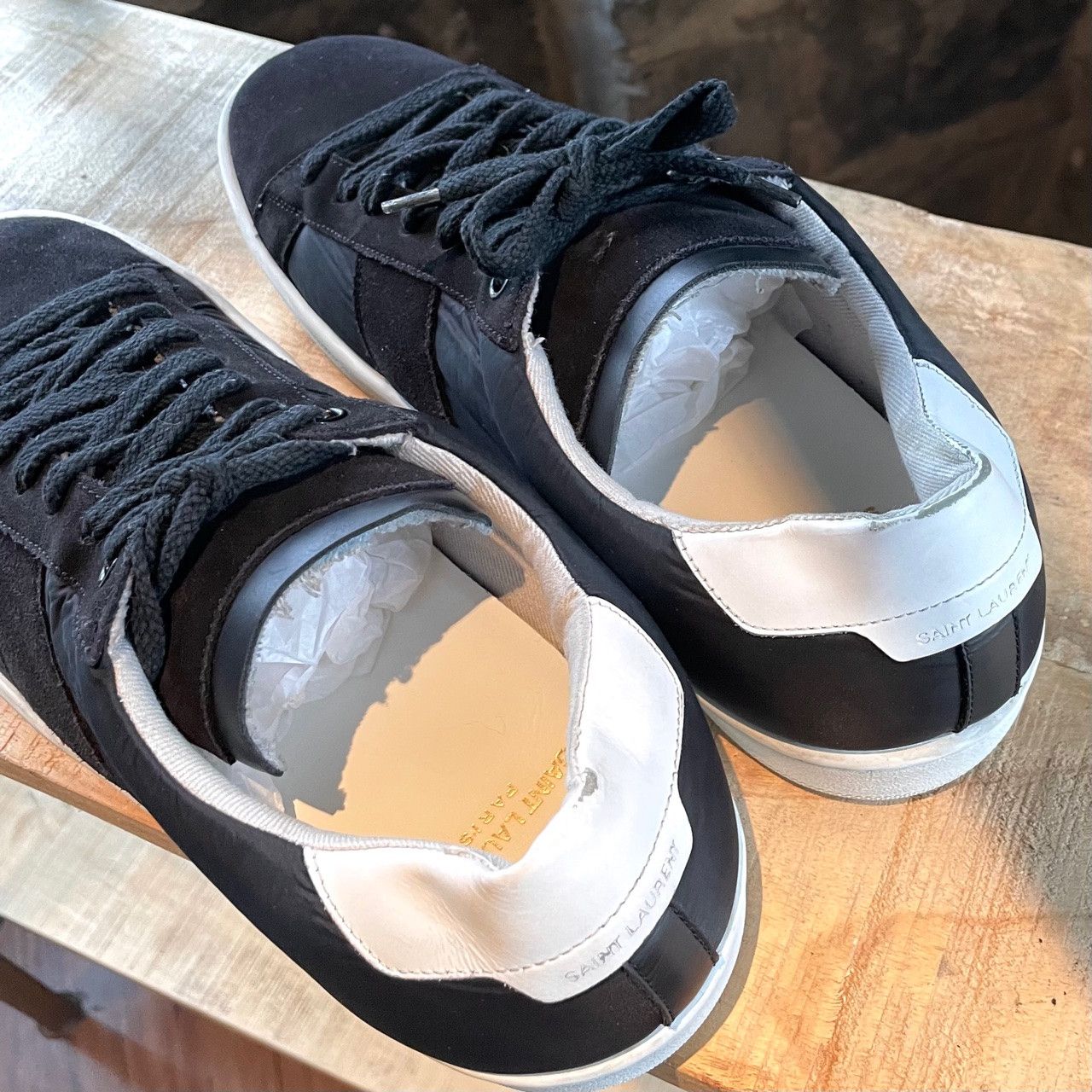Saint Laurent Paris Saint Laurent Black Suede Nylon Low-top Sneakers Size US 8.5 / EU 41-42 - 6 Thumbnail