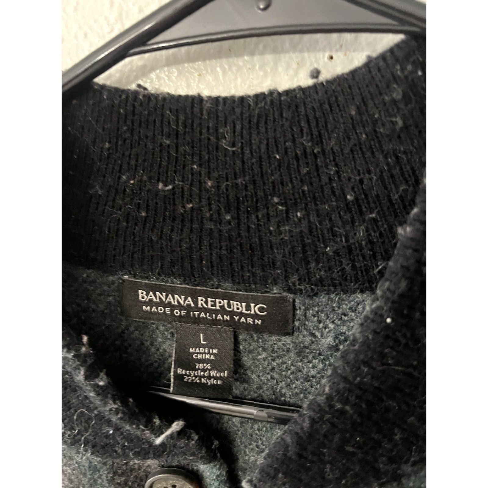 Banana Republic MENS Banana Republic Plaid Bomber Jacket GREEN/BLACK/GREY Large Italian Yarn Size US L / EU 52-54 / 3 - 3 Thumbnail