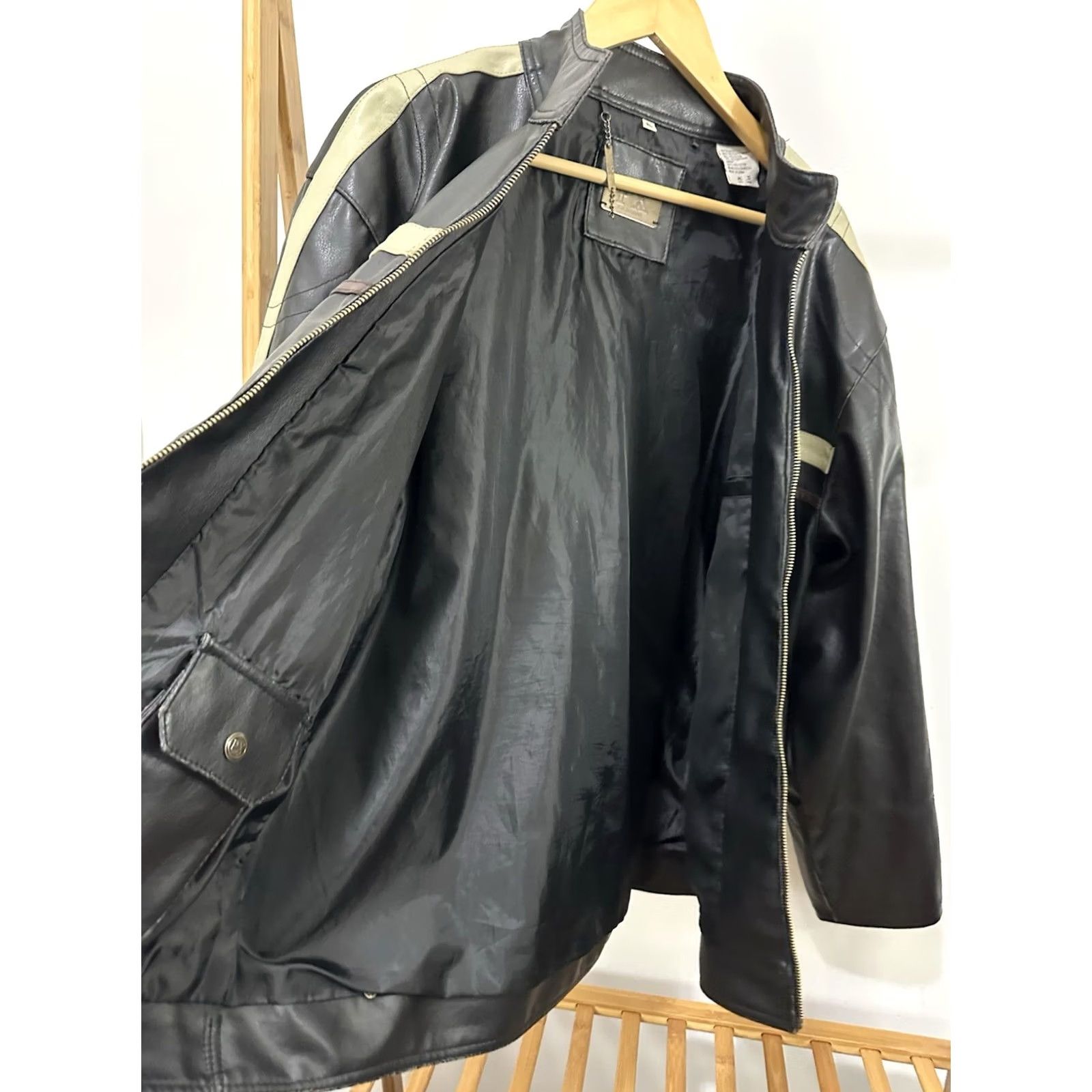 Vintage VTG 90s Racing Y2K Faux Leather Jacket PK Genuine XL Black Motorcycle Jacket Men XL Vintage Racing Style Size US XL / EU 56 / 4 - 5 Thumbnail