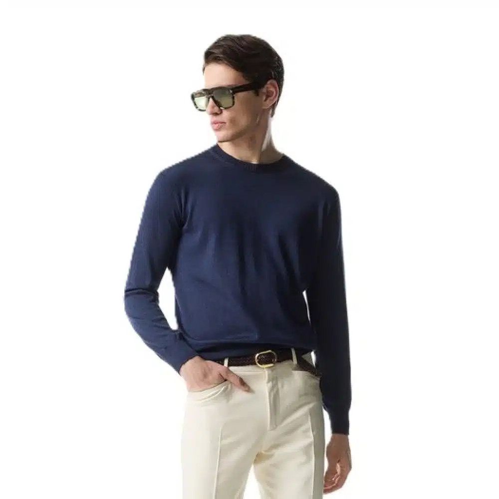 Tom Ford o1loc1c0426 KCL033 Crewneck Sweater in Navy Blue Size US S / EU 44-46 / 1 - 2 Thumbnail