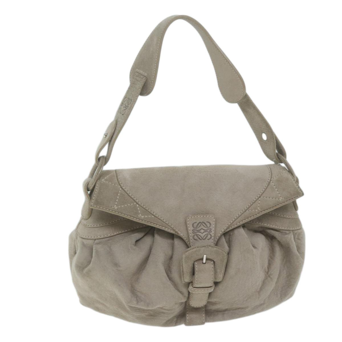 image of Loewe Shoulder Bag Suede Gray Auth Bs11863 in Grey, Women's