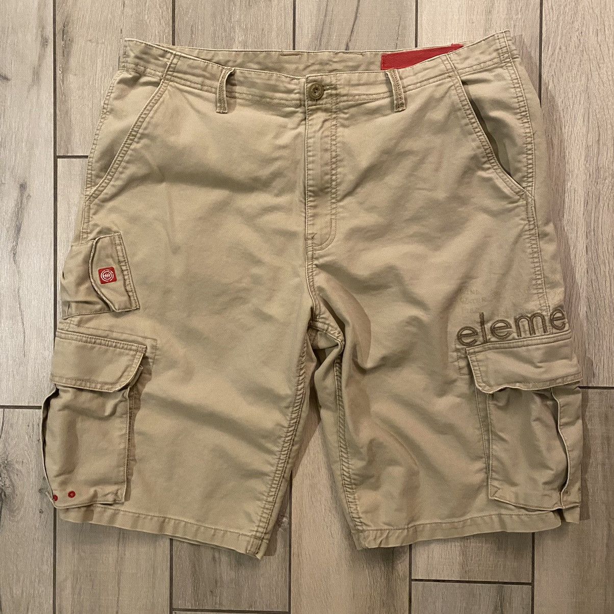 Element × JNCO × Southpole Vintage Y2K Earth Tone Tan Element Baggy Cargo Shorts 38 Size US 38 / EU 54 - 13 Thumbnail