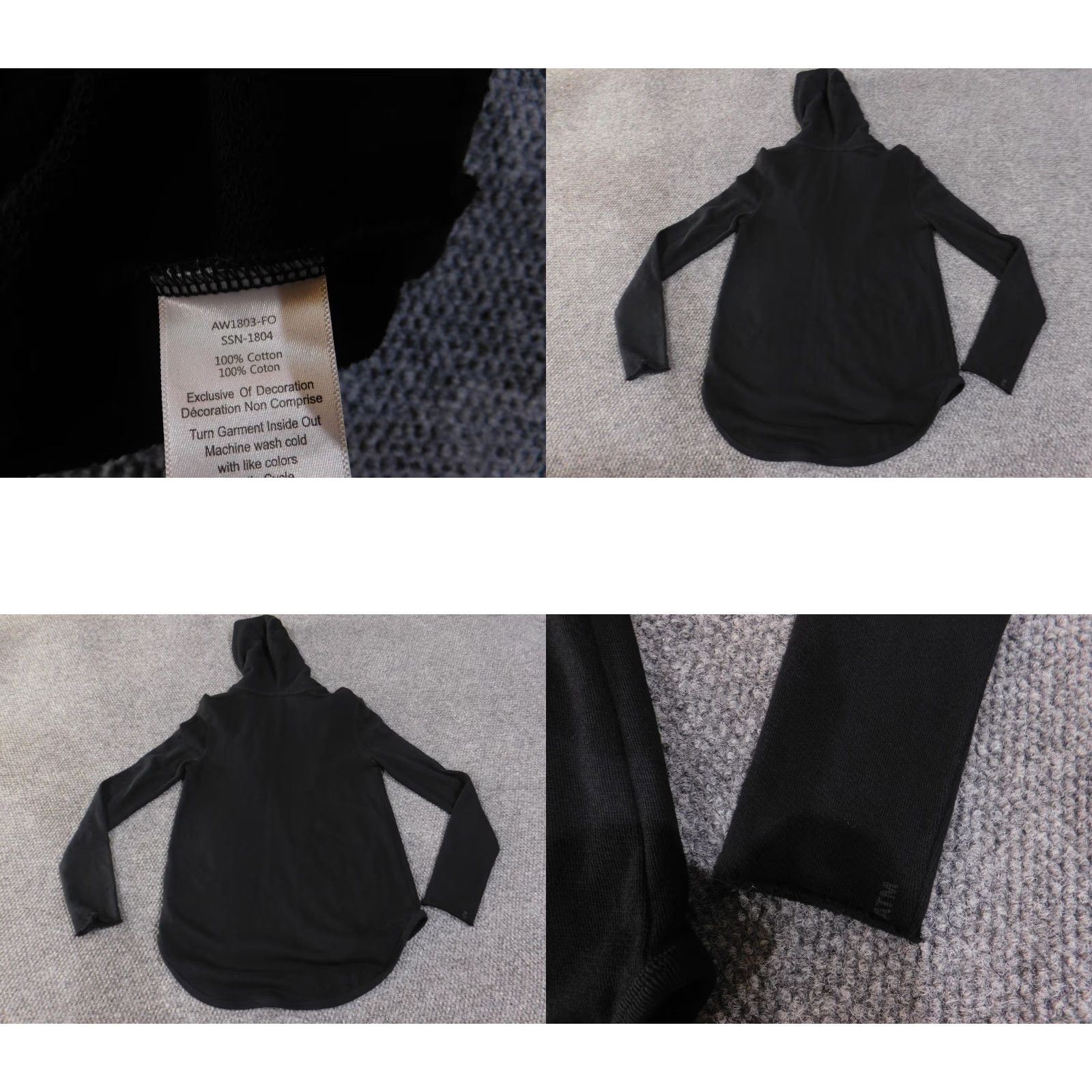 Vintage VINTAGE ATM Anthony Thomas Melillo Hoodie Womens S Black Full Zip Cotton Terry Pockets Hooded Size S / US 4 / IT 40 - 8 Thumbnail