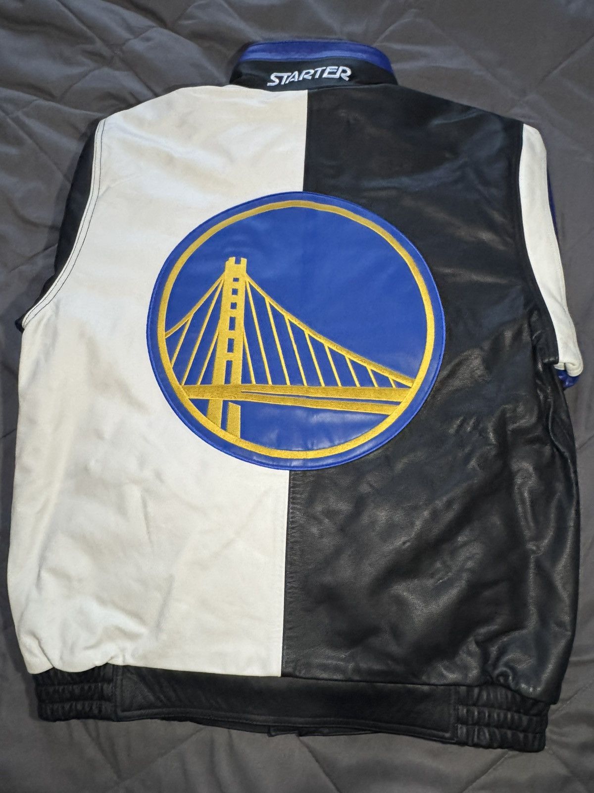 Starter Mens Golden State Warriors Full Zip Leather Jacket Size US M / EU 48-50 / 2 - 3 Thumbnail