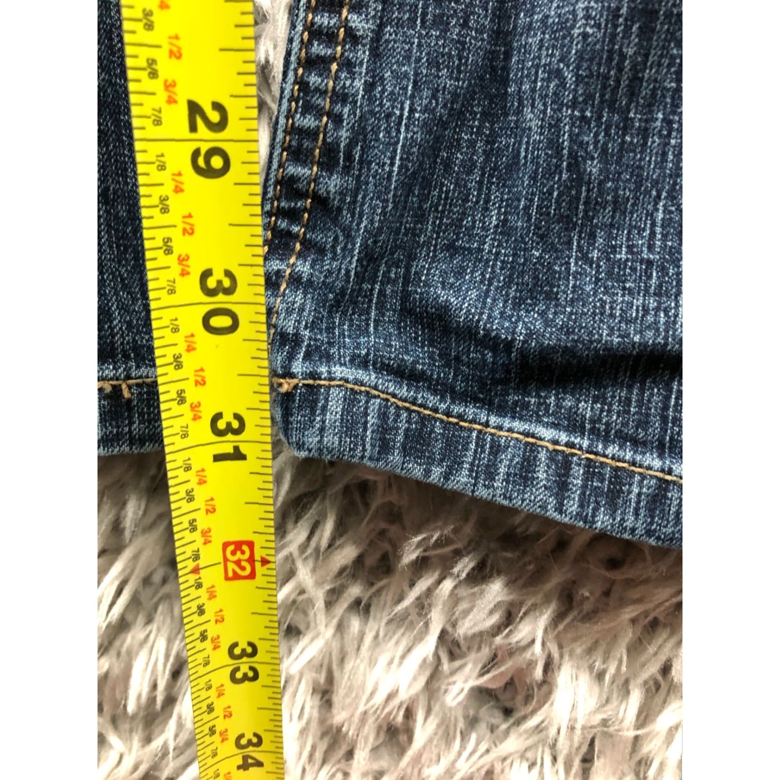 Denime SO Jeans Flare Jeans Size 11 Juniors Mid Rise Dark Wash Blue Denim Women Jeans 5-Pocket Design Belt Loops Zip Button Logo Zipper Size 32" / US 10 / IT 46 - 3 Thumbnail