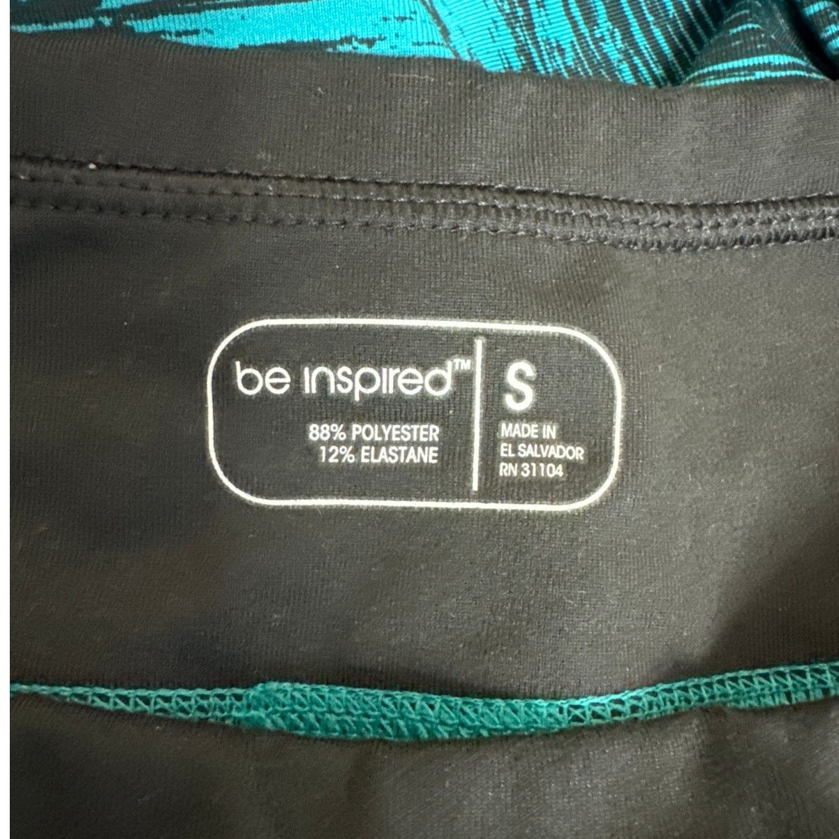 Other Be Inspired Exercise Leggings Small Turquoise Blue & Black Size 26" / US 2 / IT 38 - 2 Thumbnail