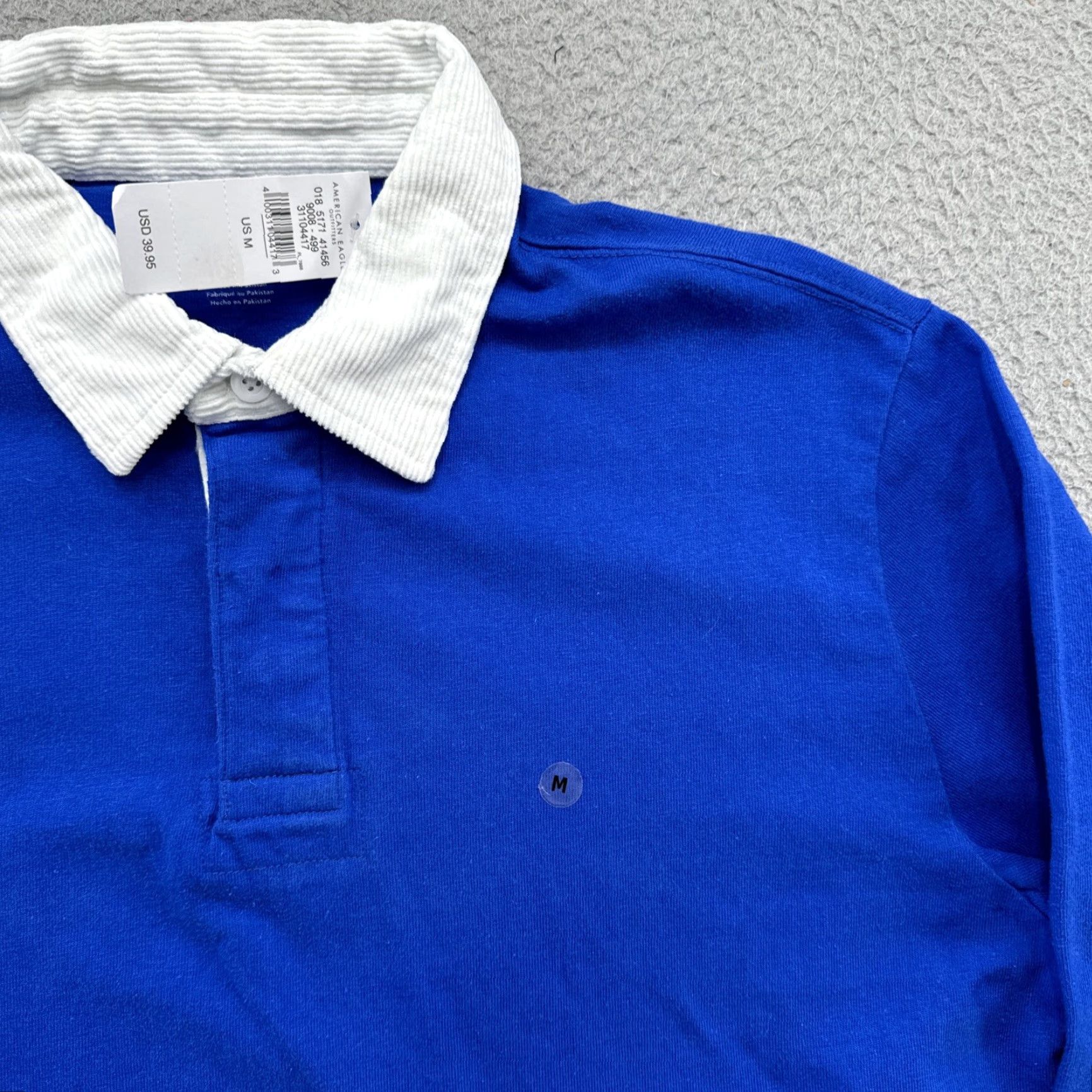 American Eagle Outfitters American Eagle Outfitters Polo Shirt Men Corduroy Neckline Rugby Long Sleeve Size M Blue New Size US M / EU 48-50 / 2 - 2 Thumbnail