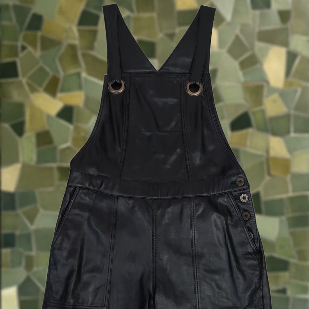 black leather overalls dress LAP]Faux Leather Mini Overall Dress (AQ4LOA61)