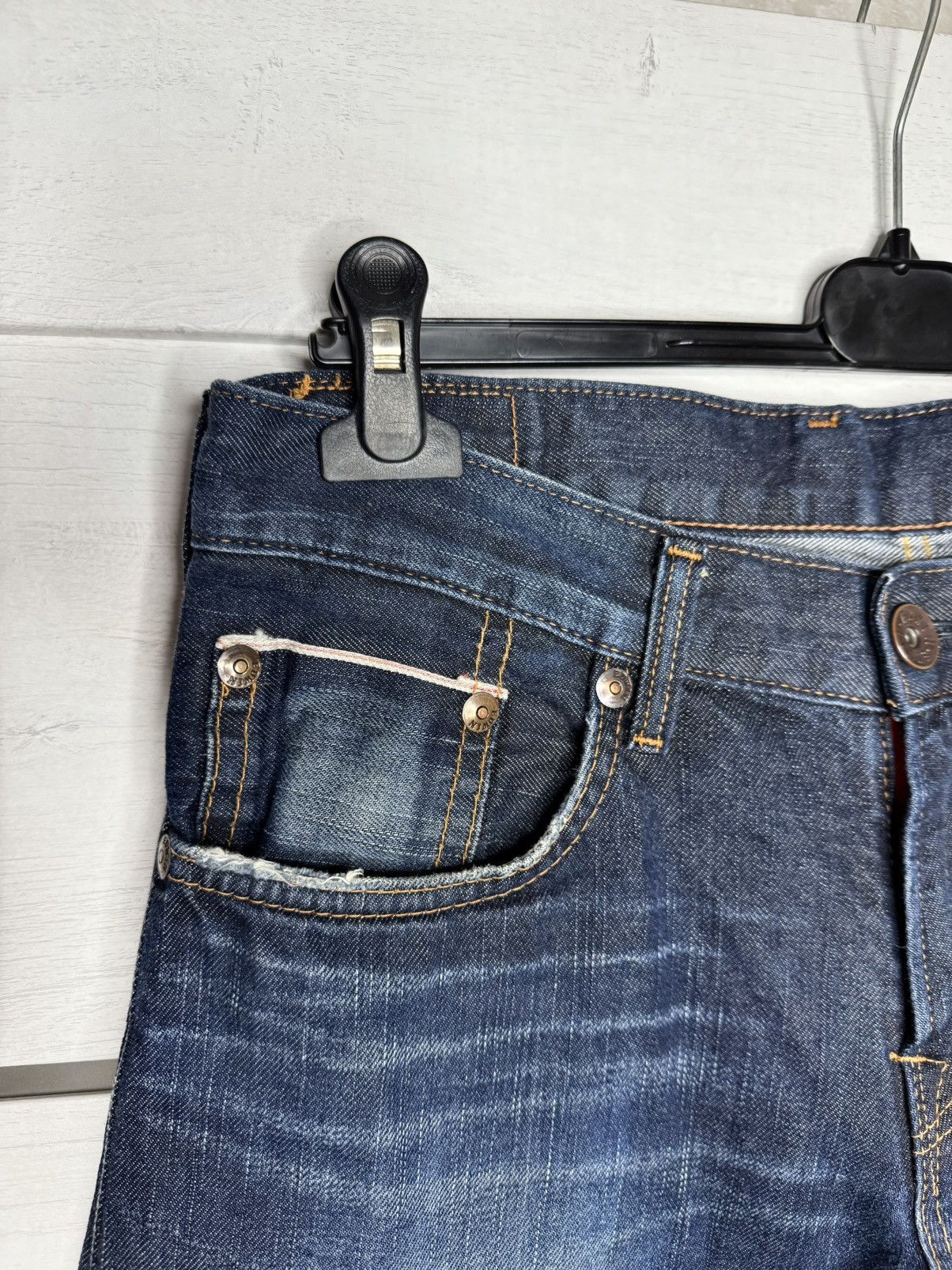 Edwin Edwin Japan SK505 Raw Selvage Denim Cinch Back Vintage Rare Size US 29 - 9 Thumbnail