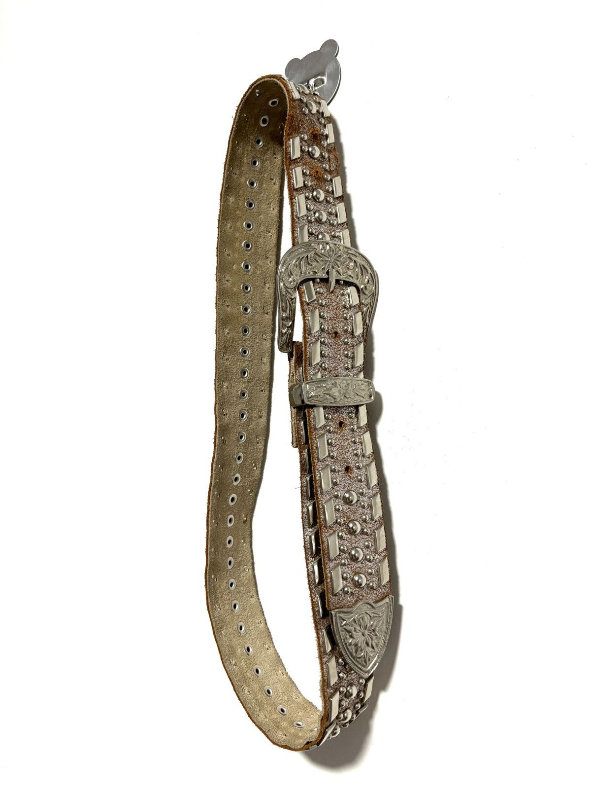 Leather Vintage Design Studded Belt (size 33-35) Size ONE SIZE - 1 Thumbnail