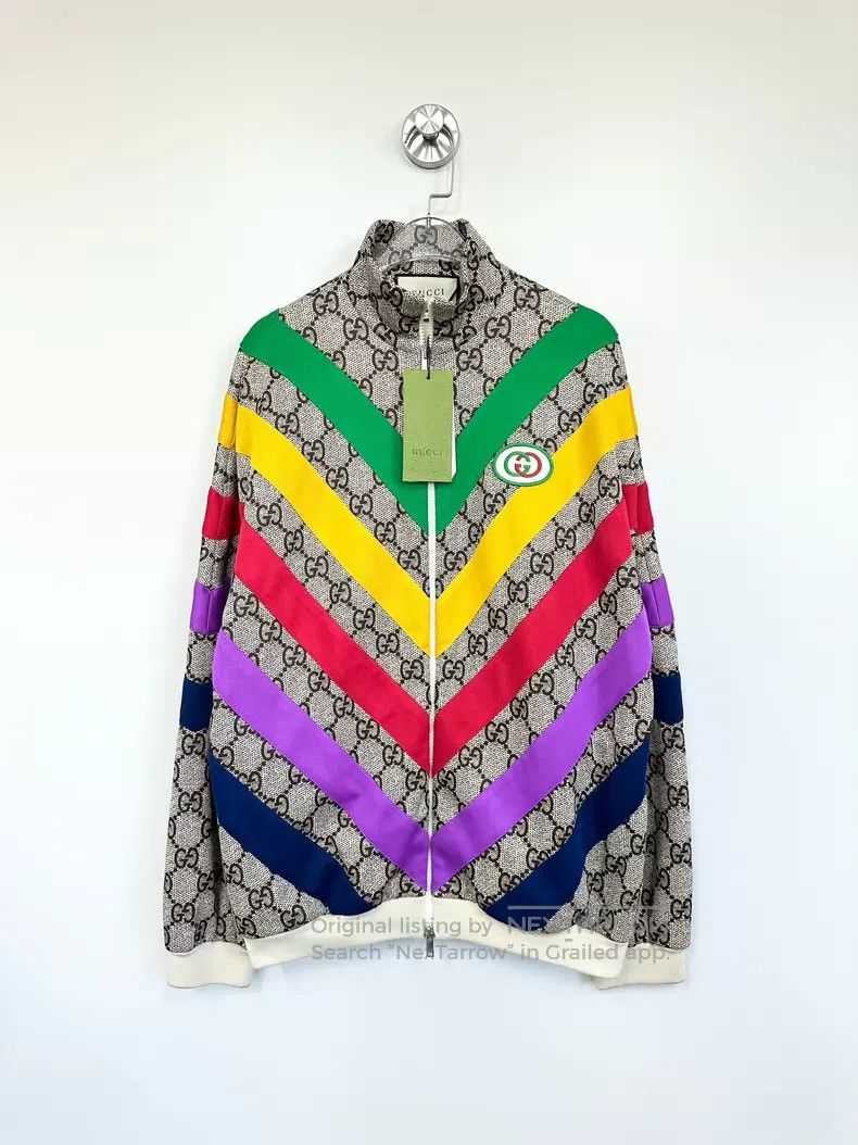 Gucci Gucci Brown colourful striped full-print old flower logo z Size US S / EU 44-46 / 1 - 1 Thumbnail