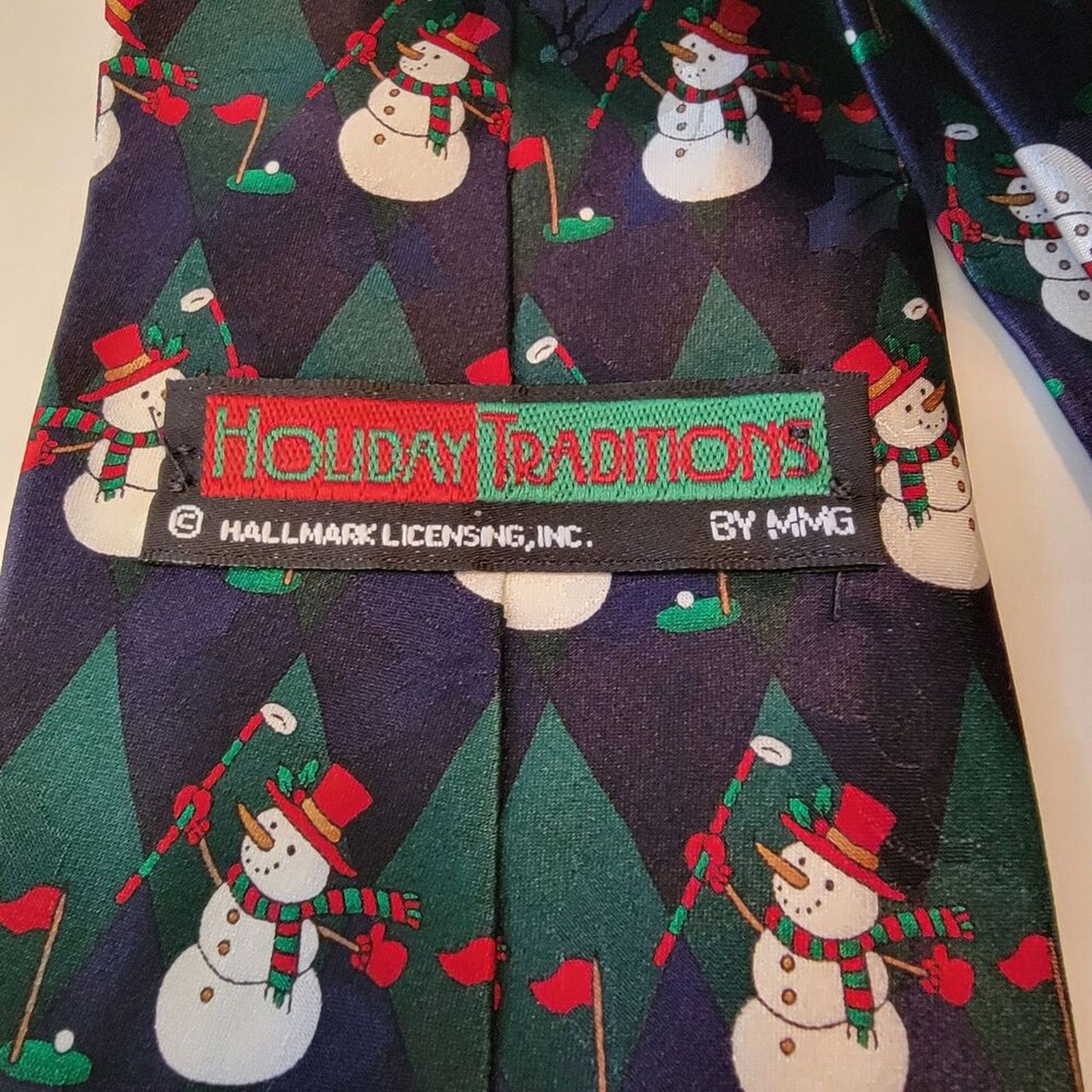 Other Hallmark Holiday Traditions Tie Golf Snowmen Blue All Silk Size ONE SIZE - 4 Thumbnail
