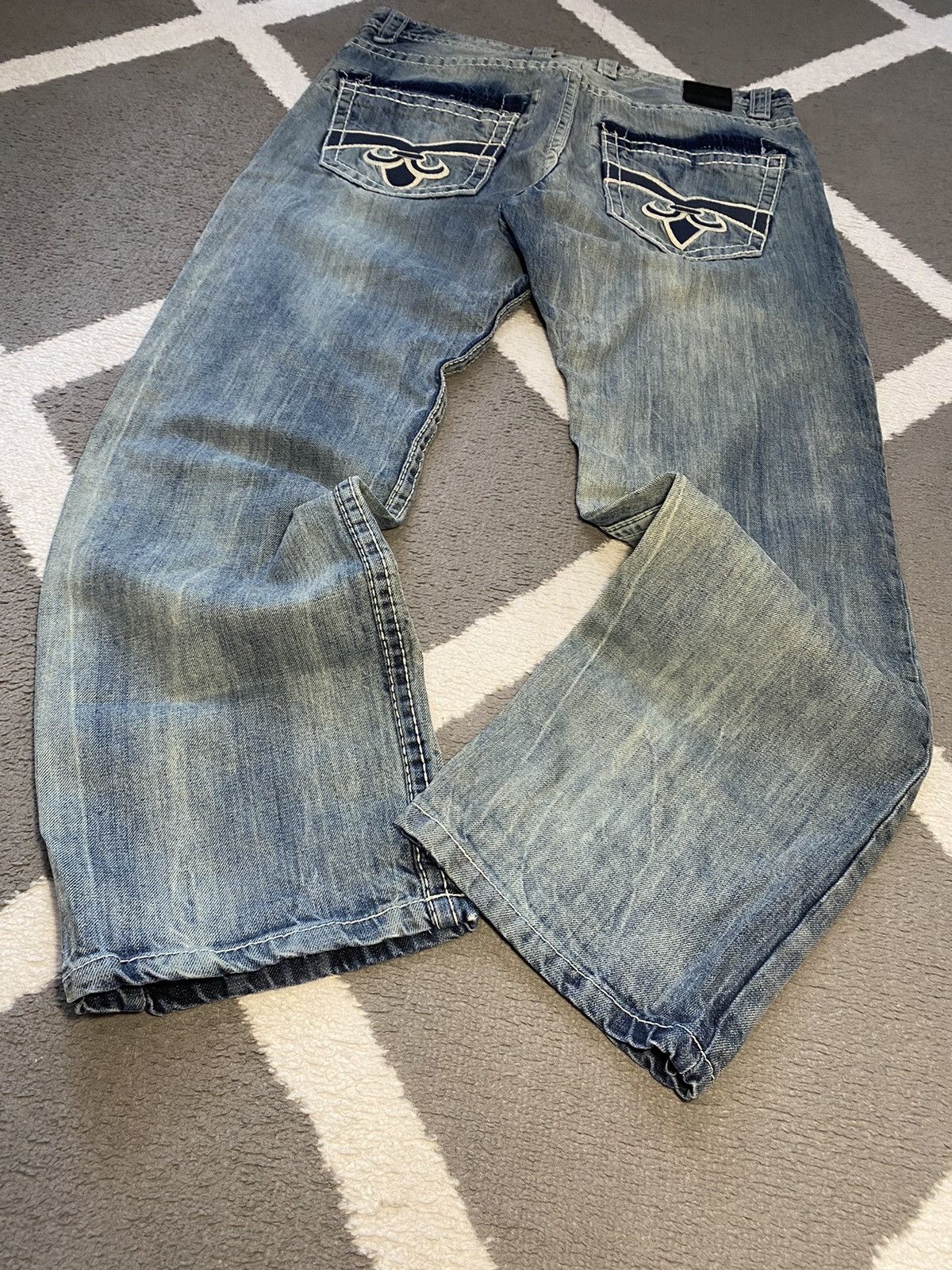 Affliction × True Religion × Vintage Project Mayhem vintage look washed denim straight pants Size US 36 / EU 52 - 9 Thumbnail