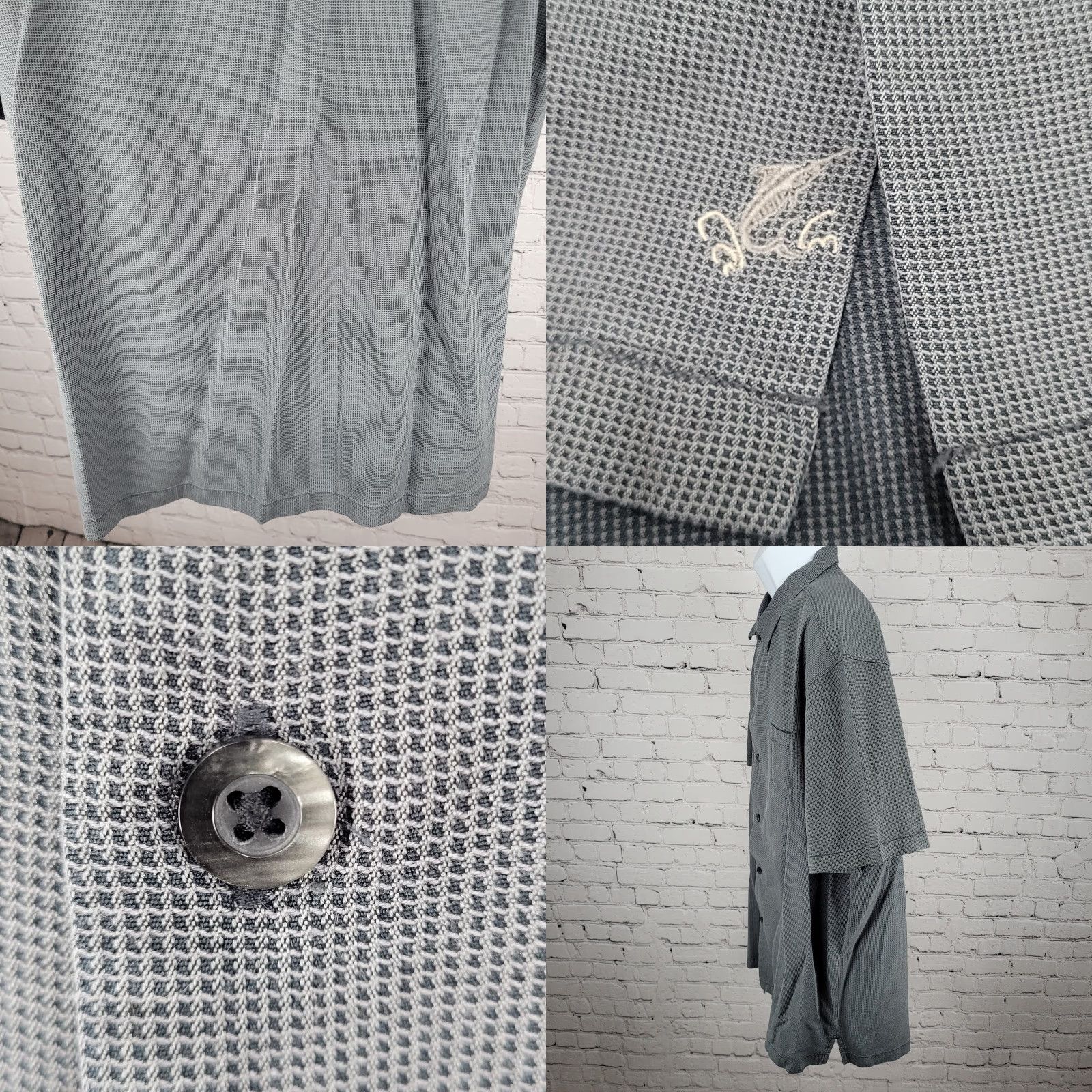 Tommy Bahama Tommy Bahama Grey Silk Cotton Button Up Short Sleeve Collared Pocket Shirt 3XL Size US XXL / EU 58 / 5 - 8 Thumbnail
