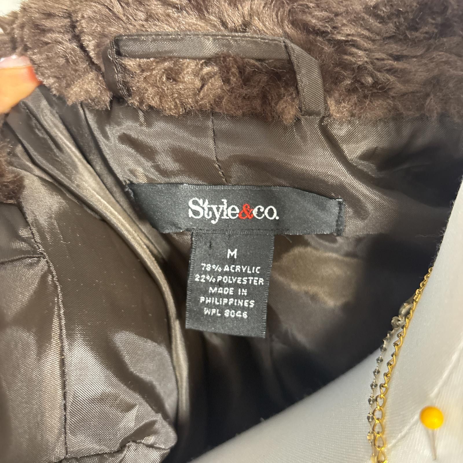Style & Co vintage faux fur brown cozy jacket Size M / US 6-8 / IT 42-44 - 5 Thumbnail