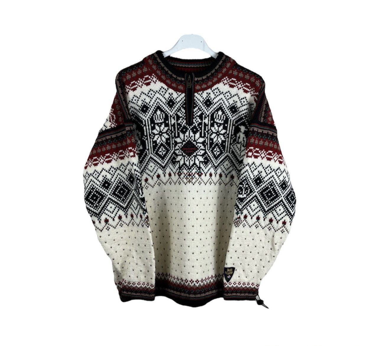 Vintage Dale of Norway wool heavy patterned zip sweater knit - Main Image