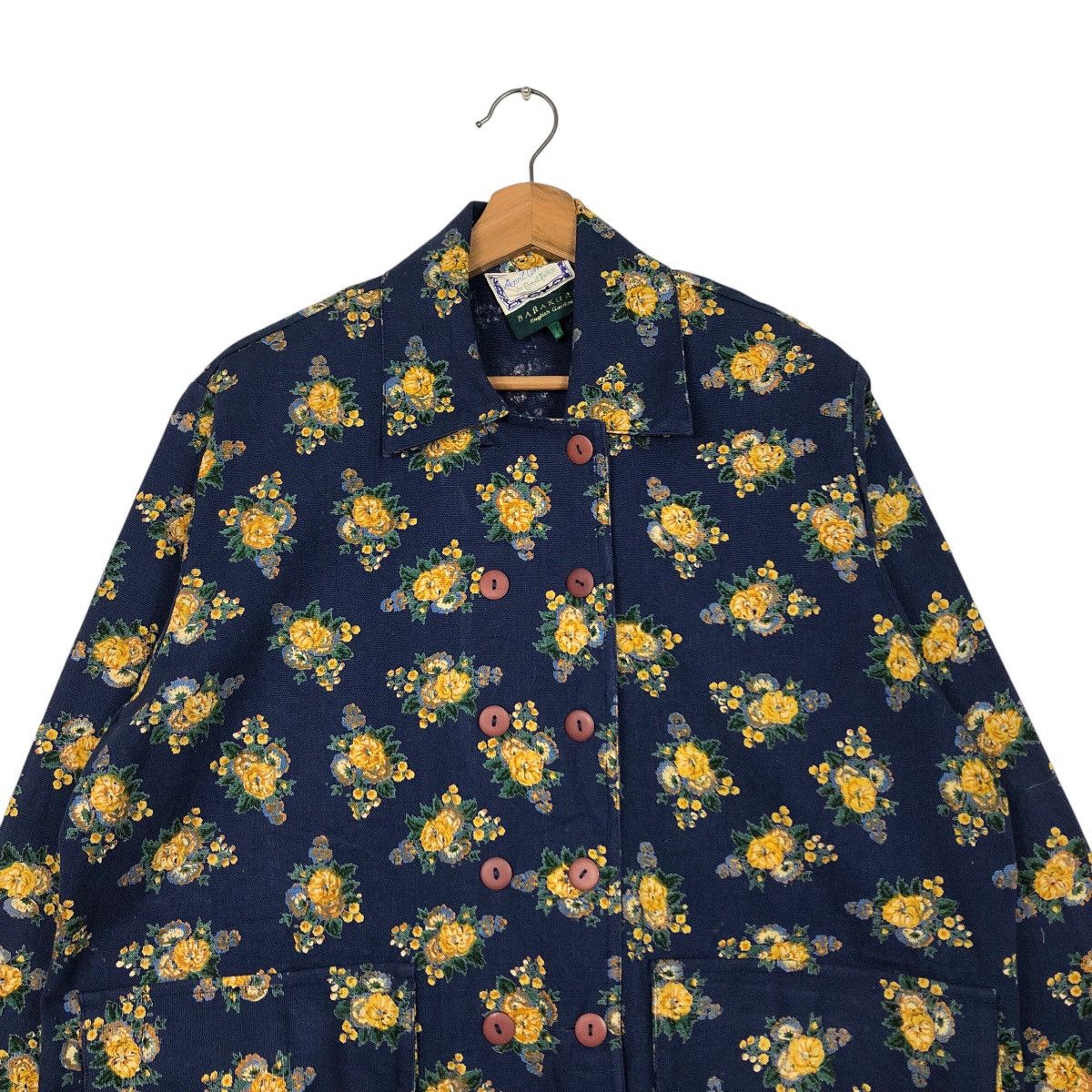 45rpm 📌Vintage Chore Jacket Button Floral Design Barakura English Size M / US 6-8 / IT 42-44 - 4 Thumbnail