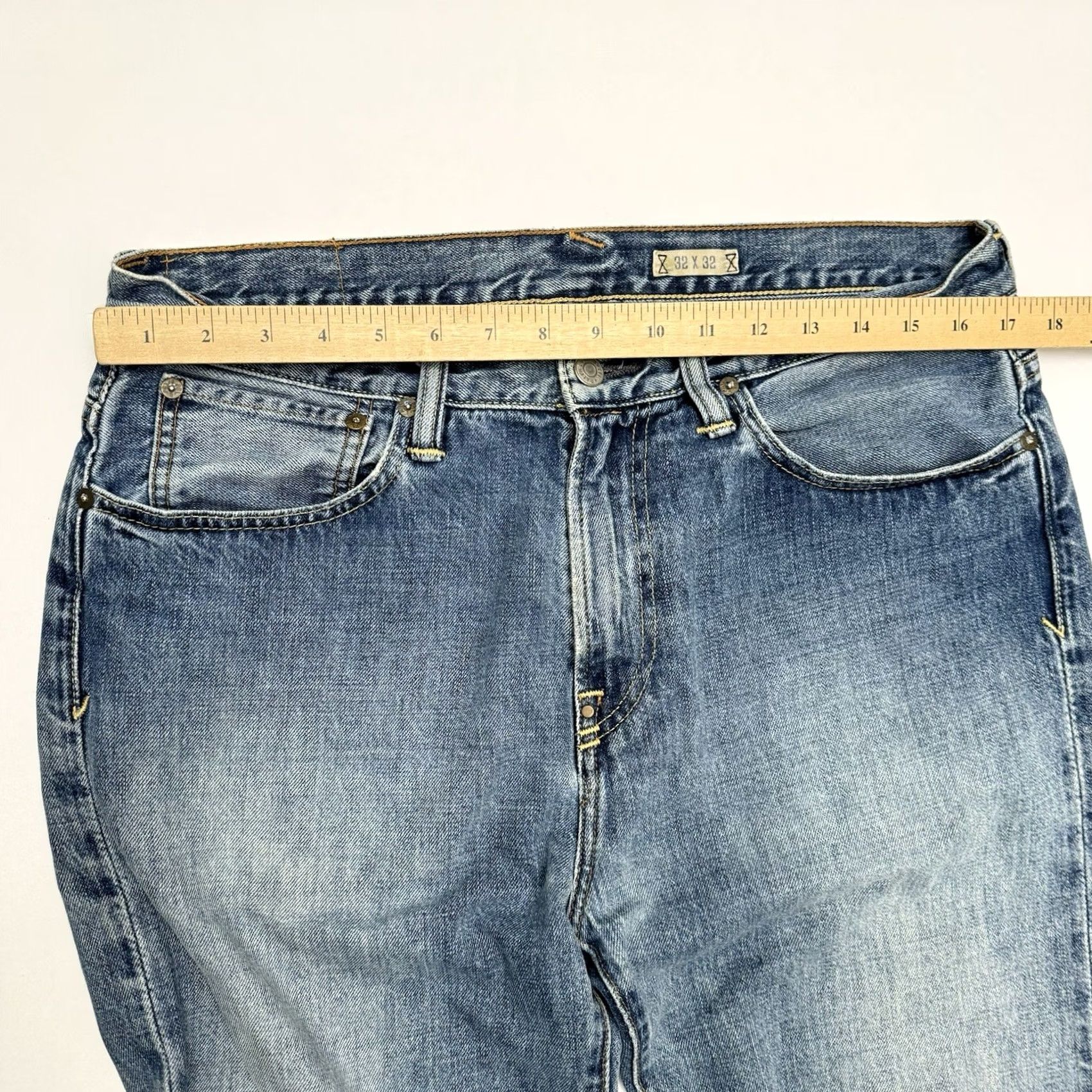 Polo Ralph Lauren VTG Polo Ralph Lauren Jeans Men's 32x32 Straight Distressed Blue Denim 90s Y2K Rails A Size US XS / EU 42 / 0 - 5 Thumbnail