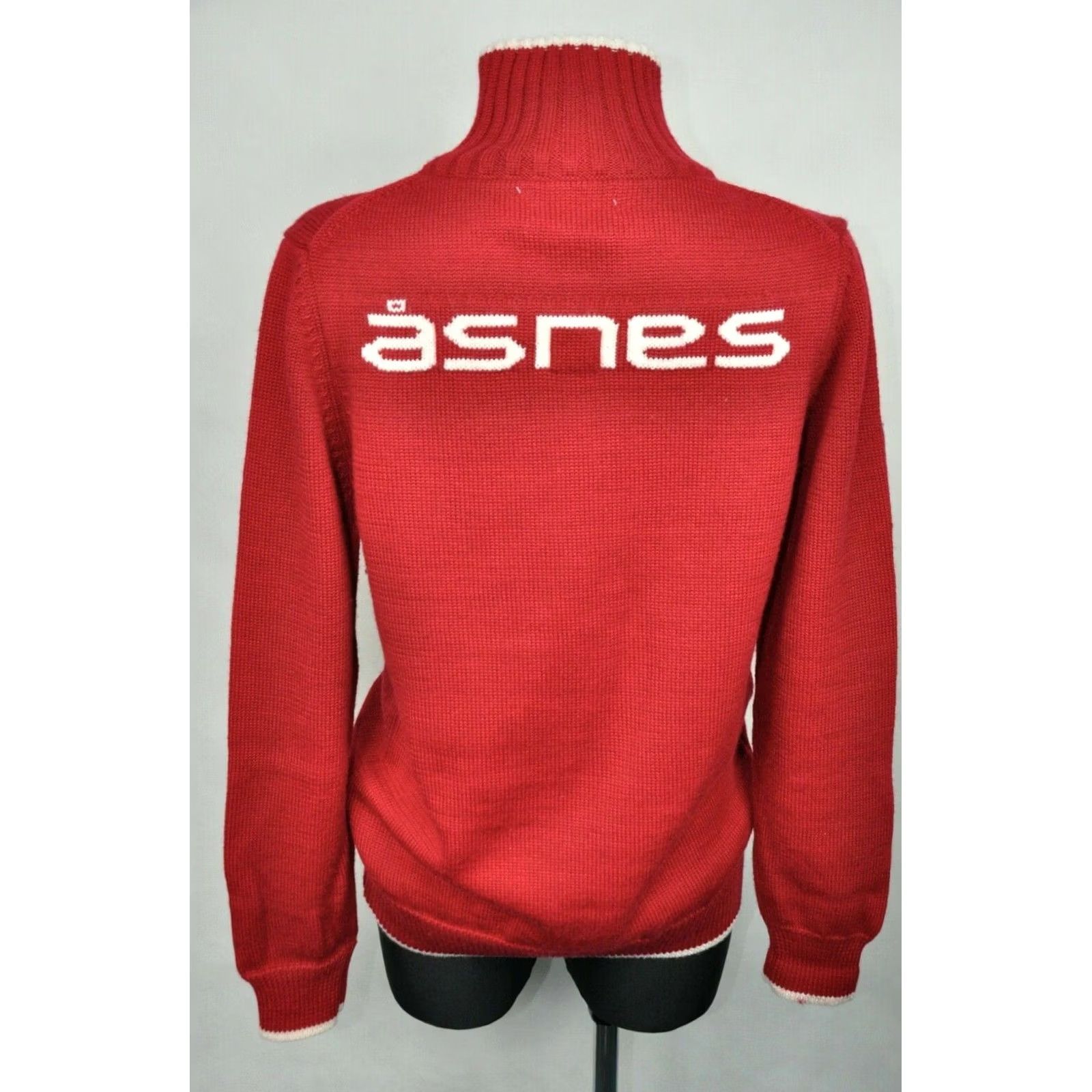 Vintage ASNES OF NORWAY Sweater Women's Red L Pullover Knit 50% Wool 50% Acrylic High Neck Long Sleeve Casual Vintage No N/A Size L / US 10 / IT 46 - 4 Thumbnail