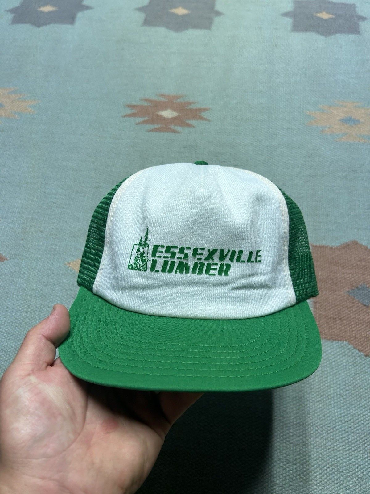 Vintage Vintage 80s trucker hat Essexville Lumber green white USA Size ONE SIZE - 2 Thumbnail