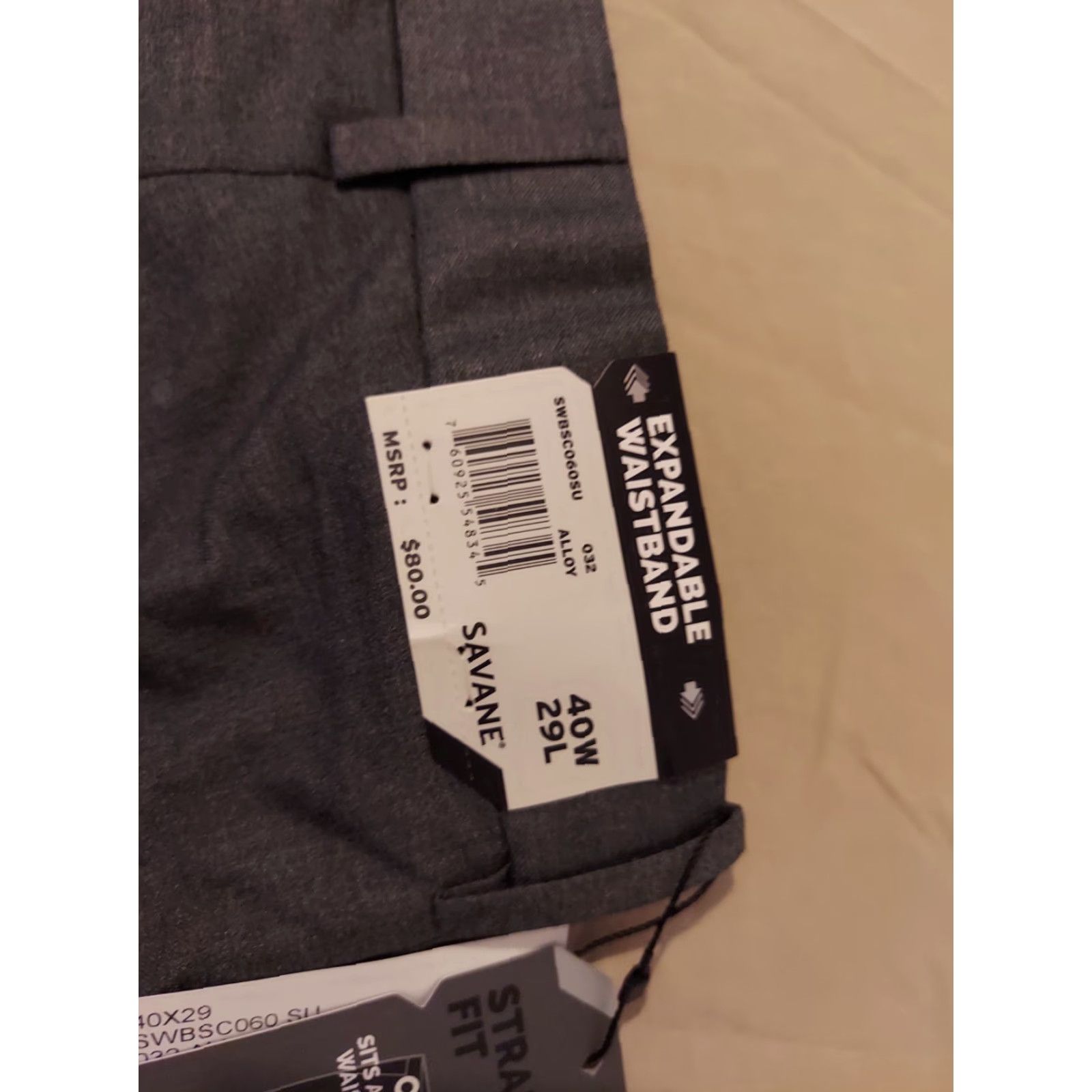 Savane **Savane Men's 40 Dress Pants 29in Gray Chino** User: **Savane Men's 40 Dress Pants Gray 29in Chino** Size US 40 / EU 56 - 3 Thumbnail