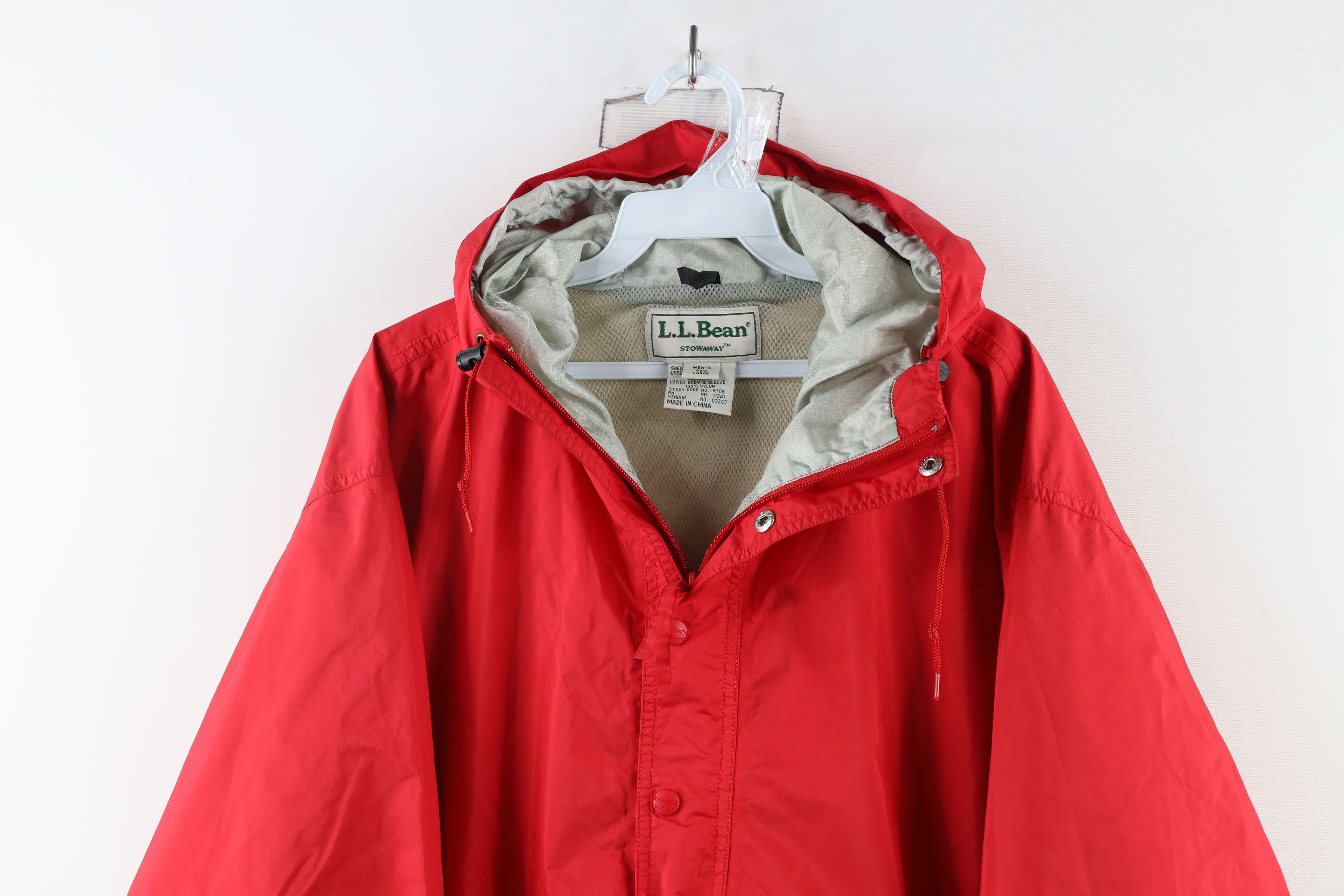 L.L. Bean × Vintage Vintage 90s LL Bean Waterproof Hooded Anorak Jacket Red Size US L / EU 52-54 / 3 - 2 Thumbnail