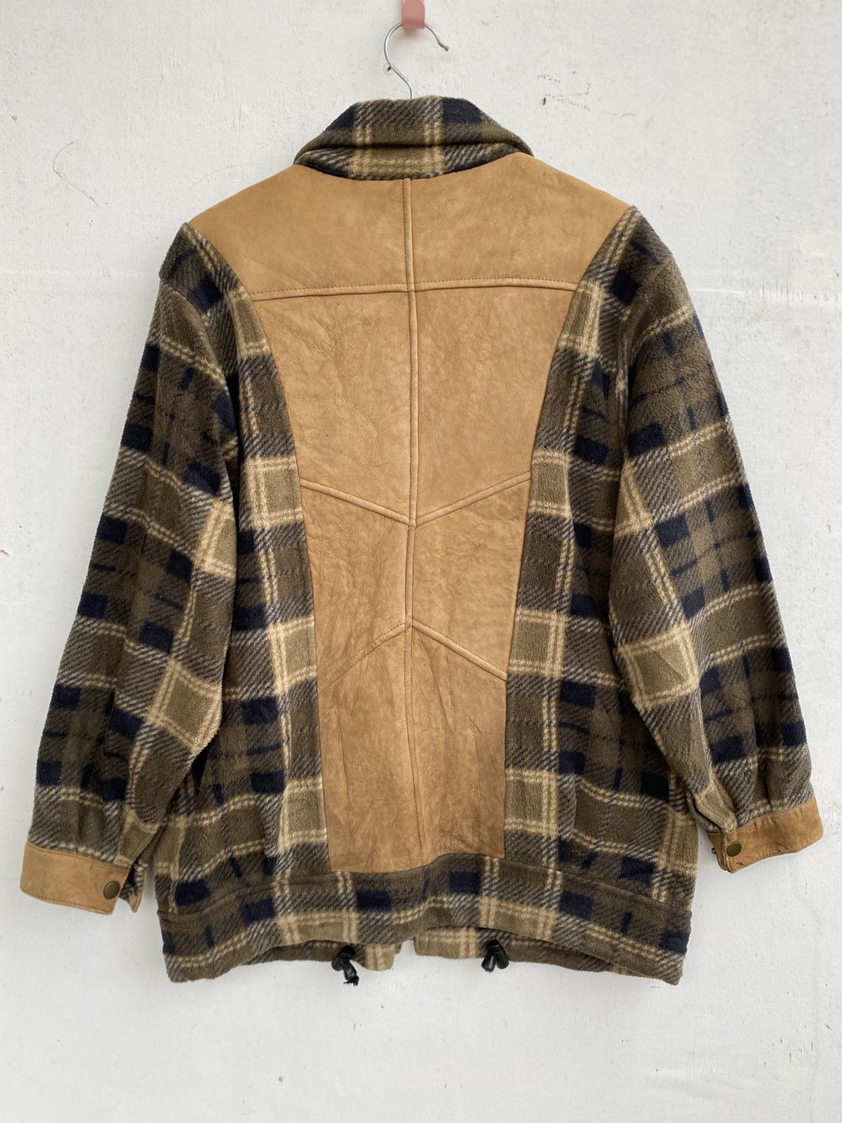 Vintage NZ Lambskin Shearling Suede Panel Plaid Wool Jacket Size US L / EU 52-54 / 3 - 3 Thumbnail