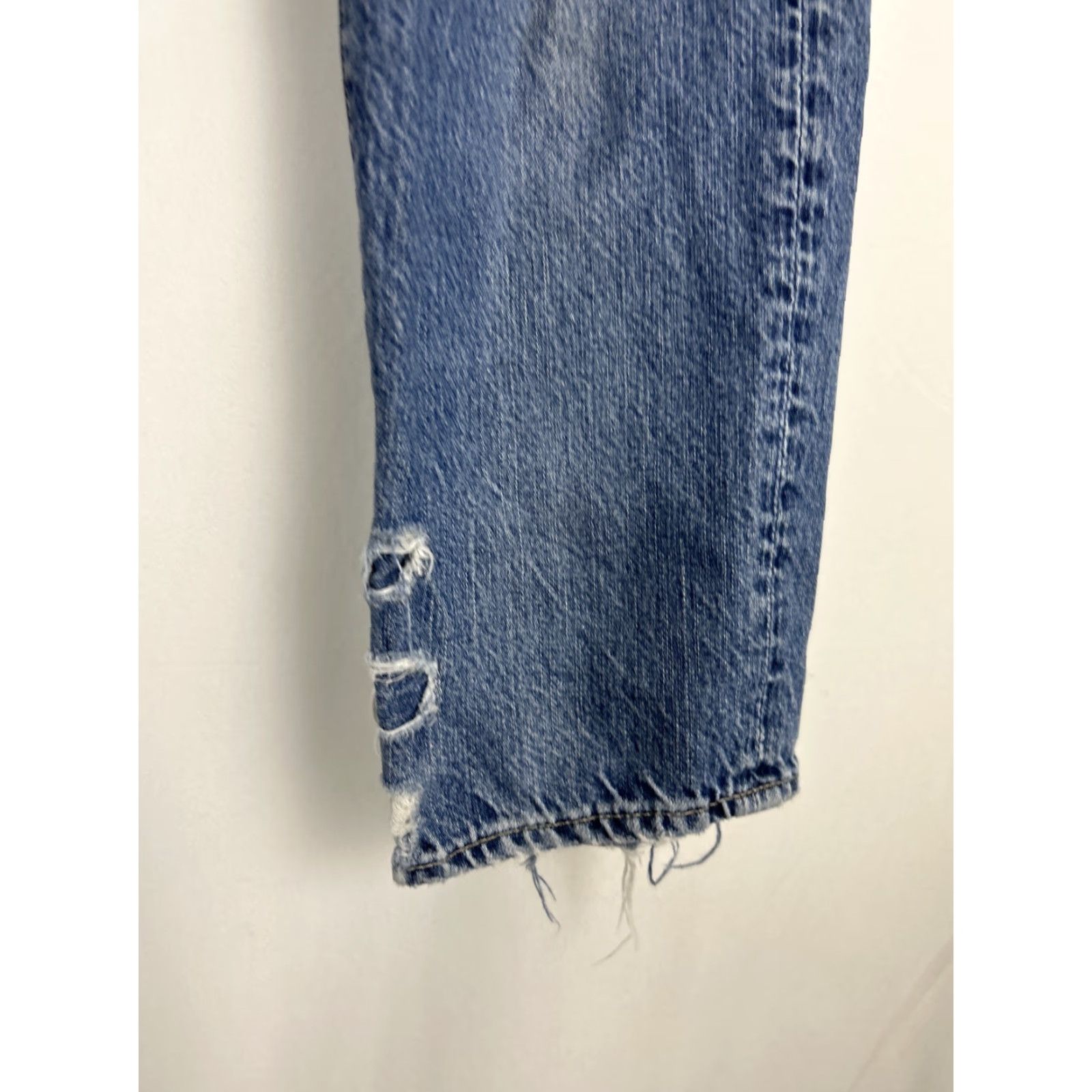 Vintage AG Adriano Goldschmied Jeans Women 27R Blue Distressed Boyfriend Slim Denim 5-Pocket Zipper Button Cotton Blend Logo Classic Western Vintage No Size 27" / US 4 / IT 40 - 3 Thumbnail