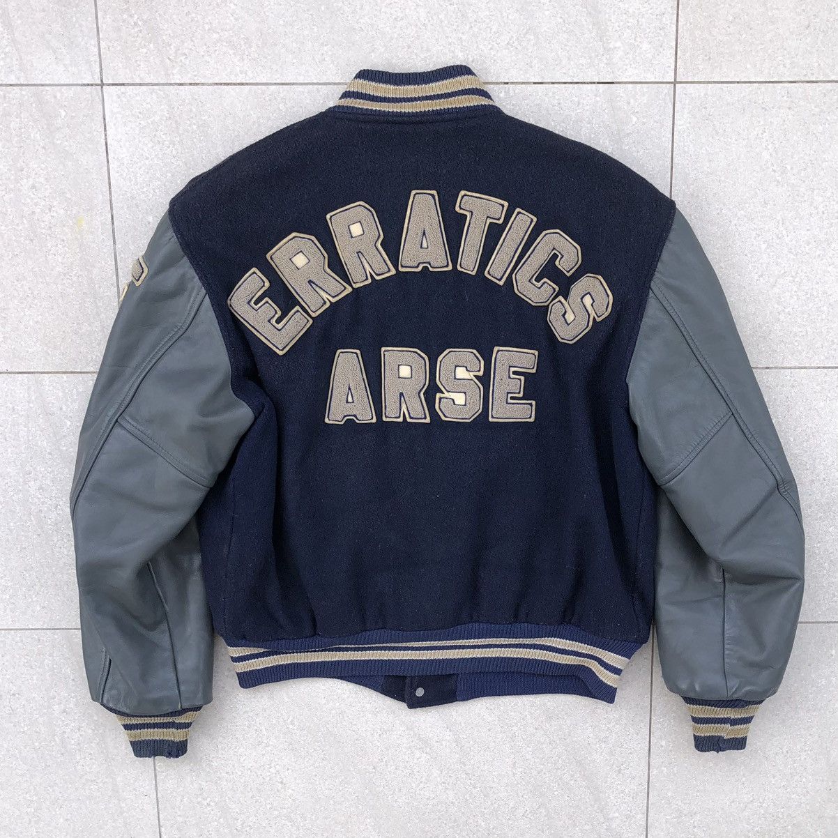 Vintage Vintage 80s Erratics Arse Embroidered Varsity Jacket Size US L / EU 52-54 / 3 - 2 Thumbnail