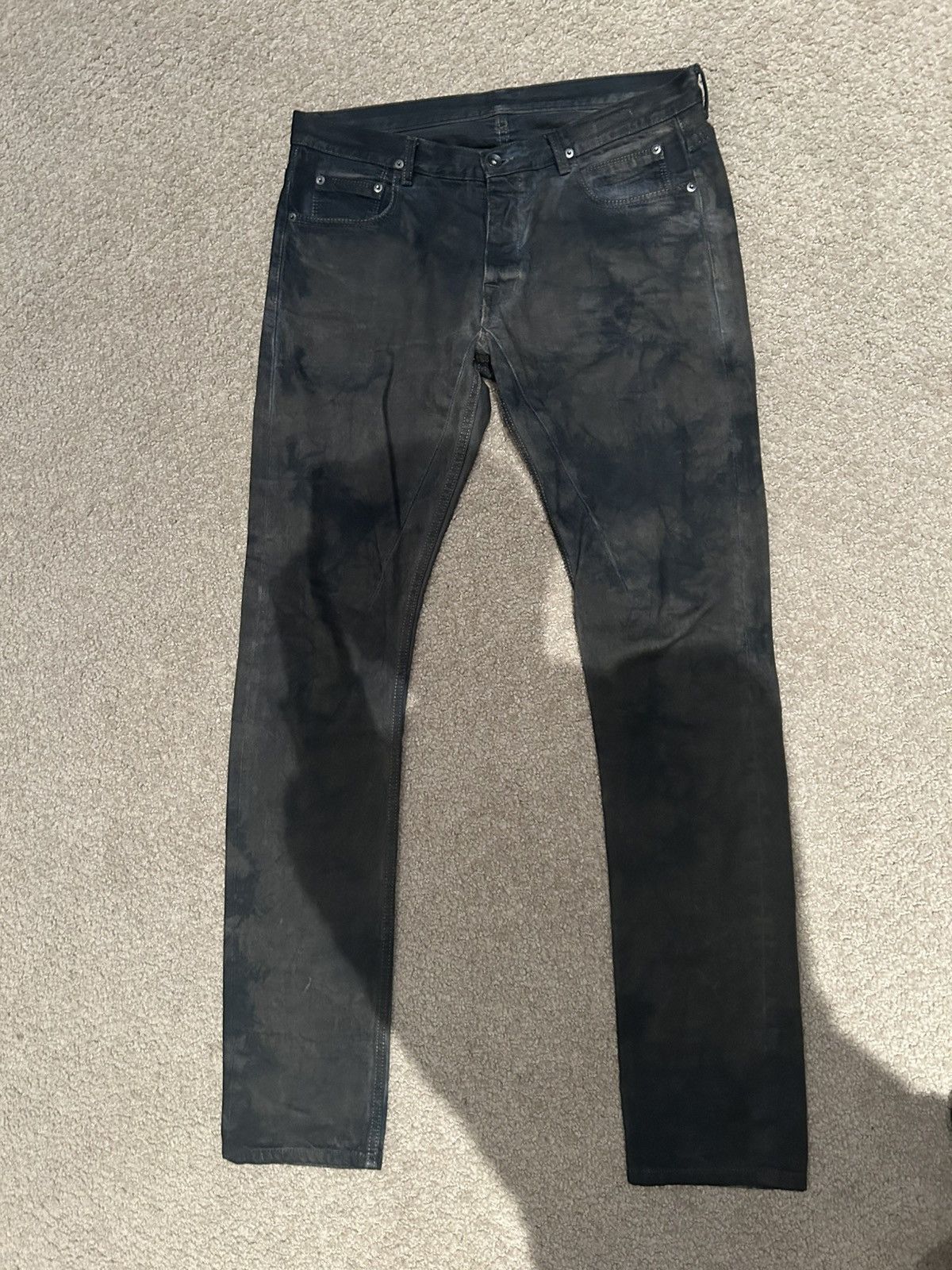 Rick owen's drkshdw batik bleach detroit denim jeans, image size:1200x1600
