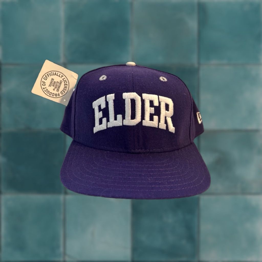 New Era VINTAGE New Era Baseball Cap Hat 7 NWT USA Cincinnati Elder High School Wool Blend Purple White Embroidered Logo Mens Cap Size ONE SIZE - 1 Thumbnail