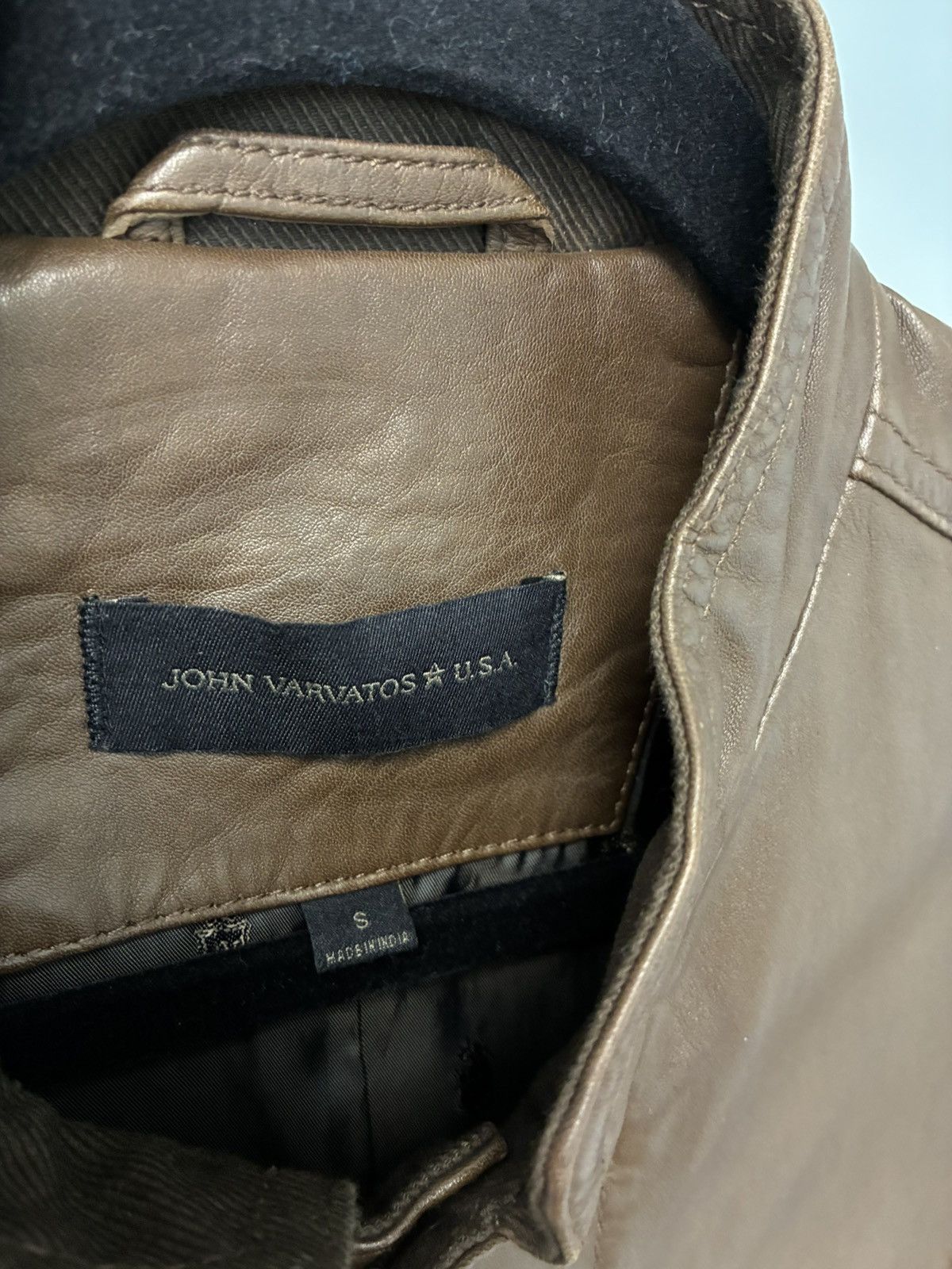 John Varvatos Officer Brown Leather Jacket Size Small Size US S / EU 44-46 / 1 - 6 Thumbnail
