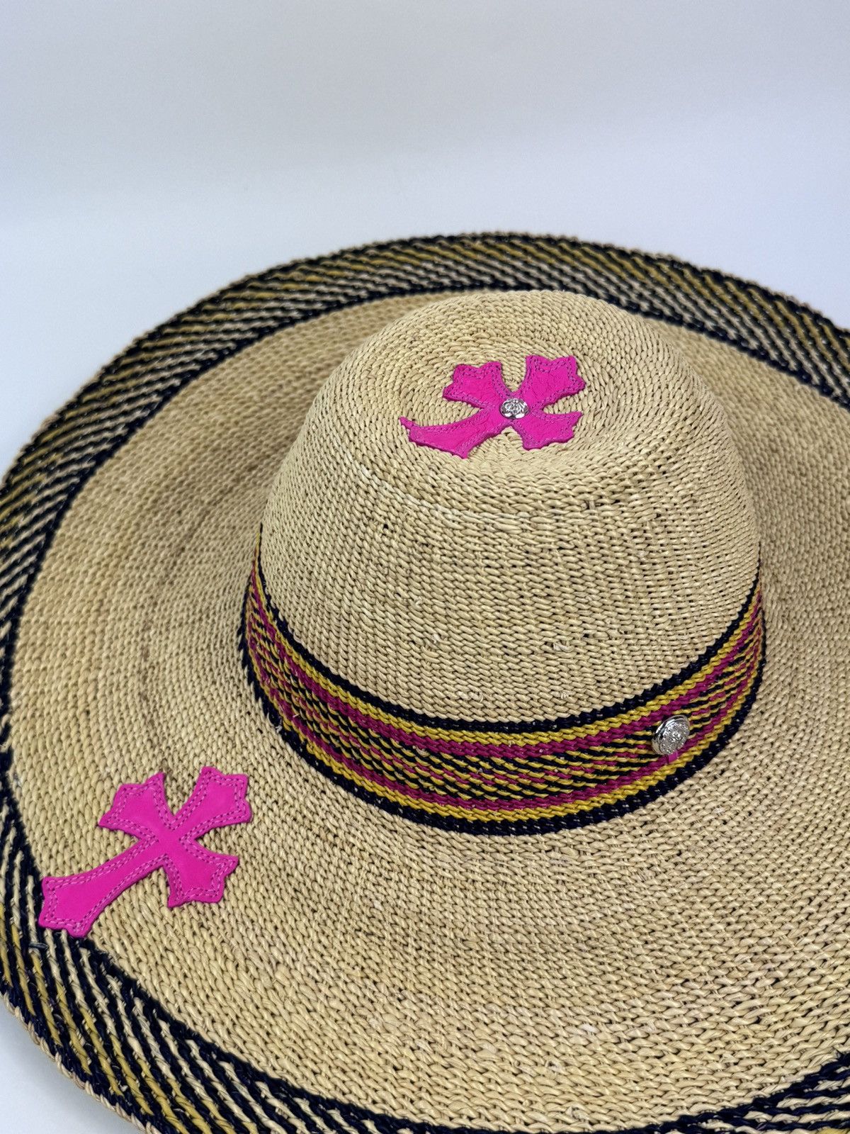 Chrome Hearts PINK CROSS PATCH STRAW HAT ‼️RARE‼️ Size ONE SIZE - 3 Thumbnail