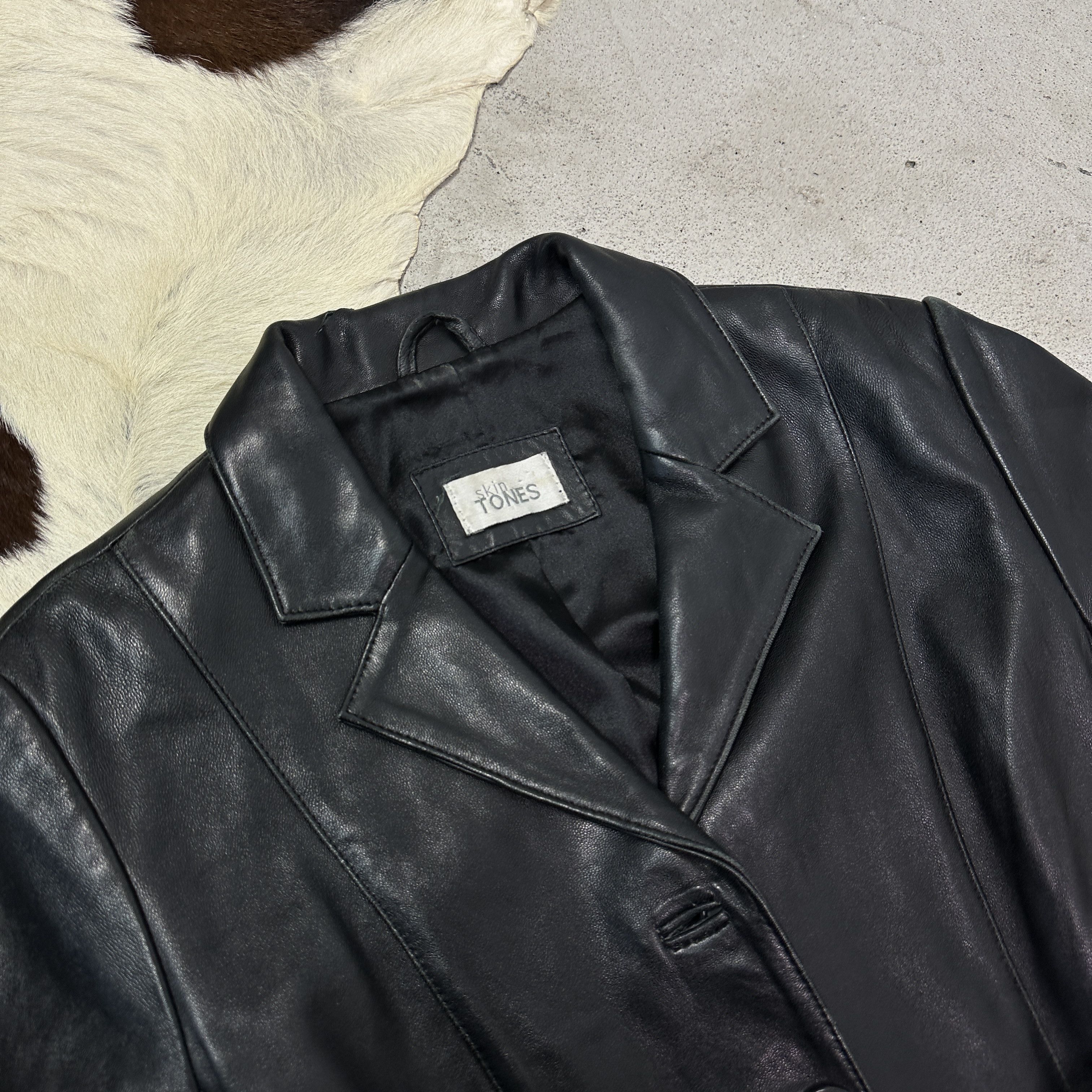 Vintage Vintage Leather Biker Grunge Button Up Coat 90s Size M / US 6-8 / IT 42-44 - 9 Thumbnail
