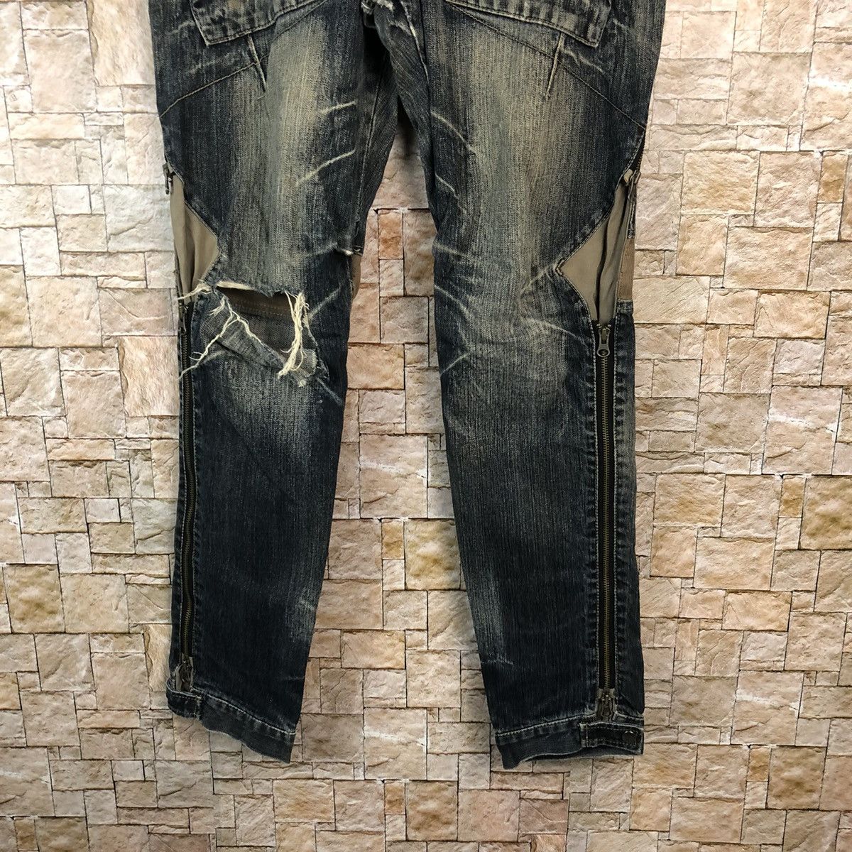 PPFM PPFM Blue Distressed ripped punk Denim Pants #A1040 Size US 33 - 7 Thumbnail