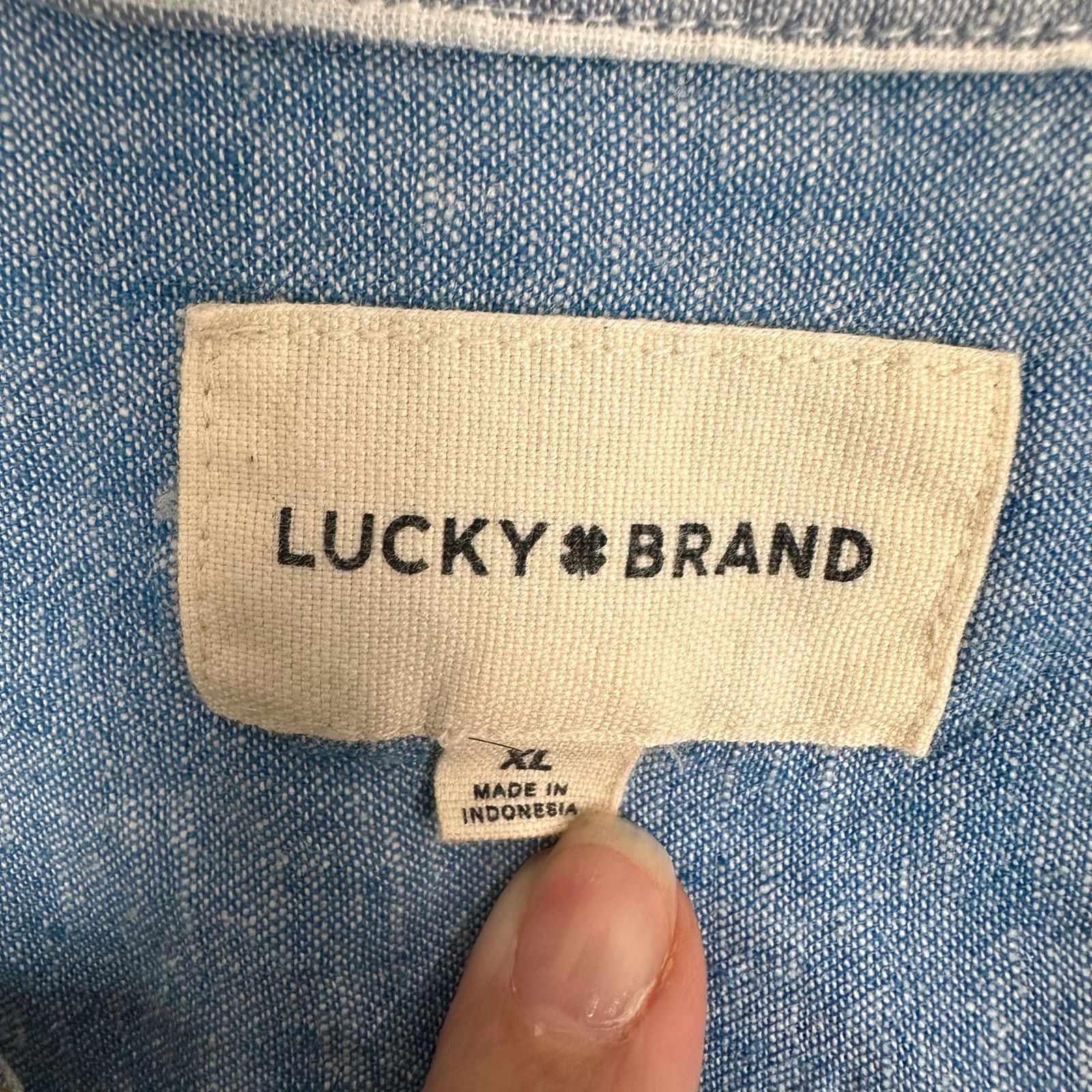 Lucky Brand Lucky Brand Linen Short Sleeve San Gabriel Blue Stripe Sz XL Size US XL / EU 56 / 4 - 3 Thumbnail