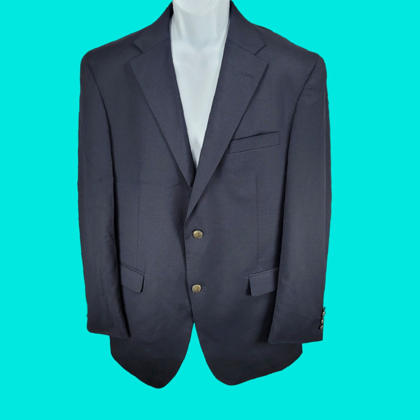 Austin Reed Austin Reed Blazer 42R Blue Wool 2-Button Notch Vented Classic Mens Size 42R - 1 Thumbnail
