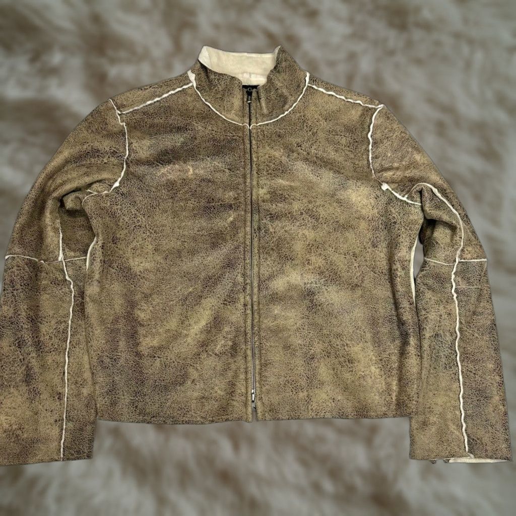 Vintage True Grit Womens Jacket XL Brown/Gold Cropped Faux Suede Fleece Lined Metallic Jacket Size XL / US 12-14 / IT 48-50 - 1 Thumbnail