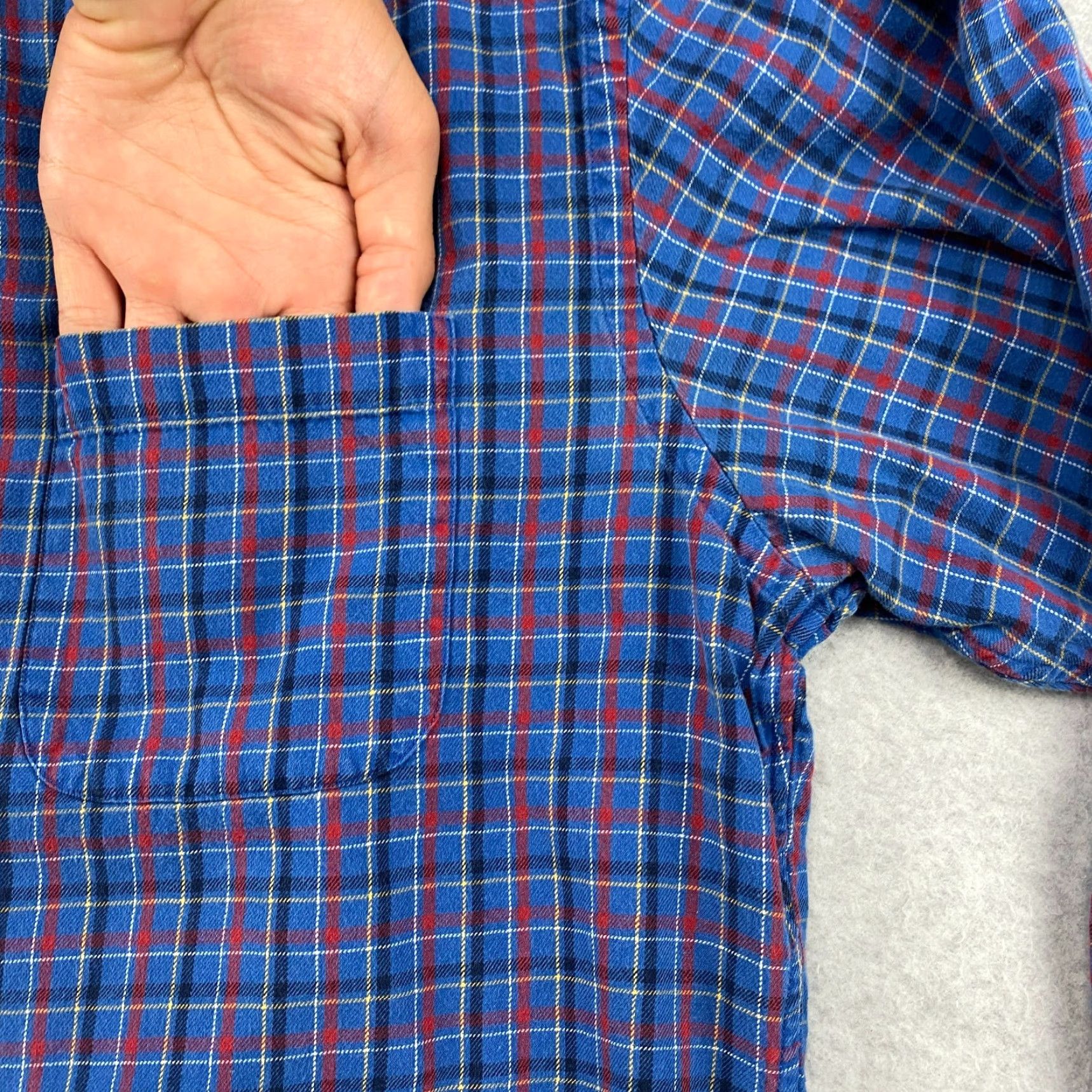 Lands' End Lands' End Dress Shirt Mens 16.5 Blue Plaid Tailored Fit Long Sleeve Pocket Collared Button-Down Mens Shirt Size 46R - 3 Thumbnail