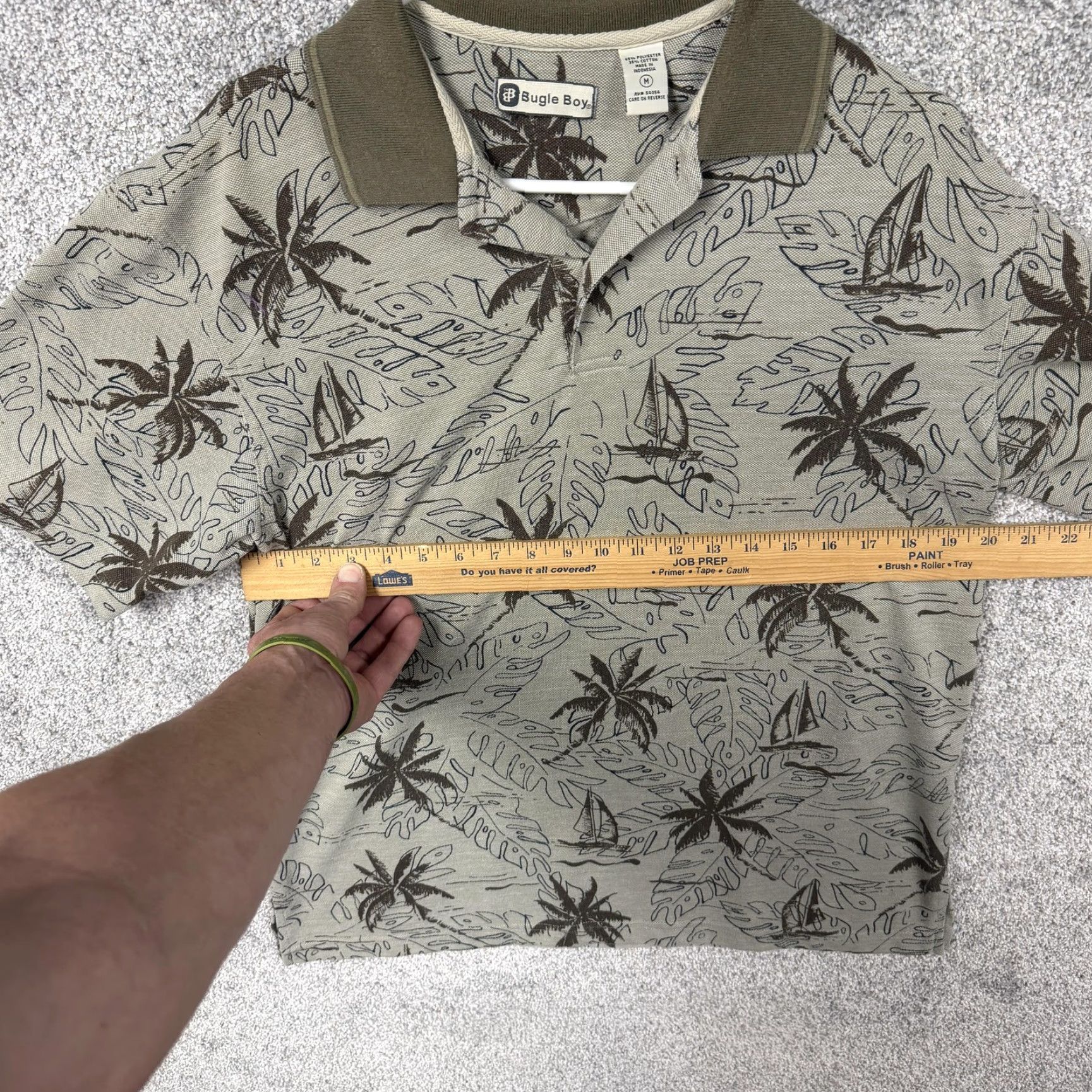 Bugle Boy VINTAGE Bugle Boy Polo Shirt Mens M Green Knit Palm Tree Tropical Cabana Y2K Size US M / EU 48-50 / 2 - 3 Thumbnail