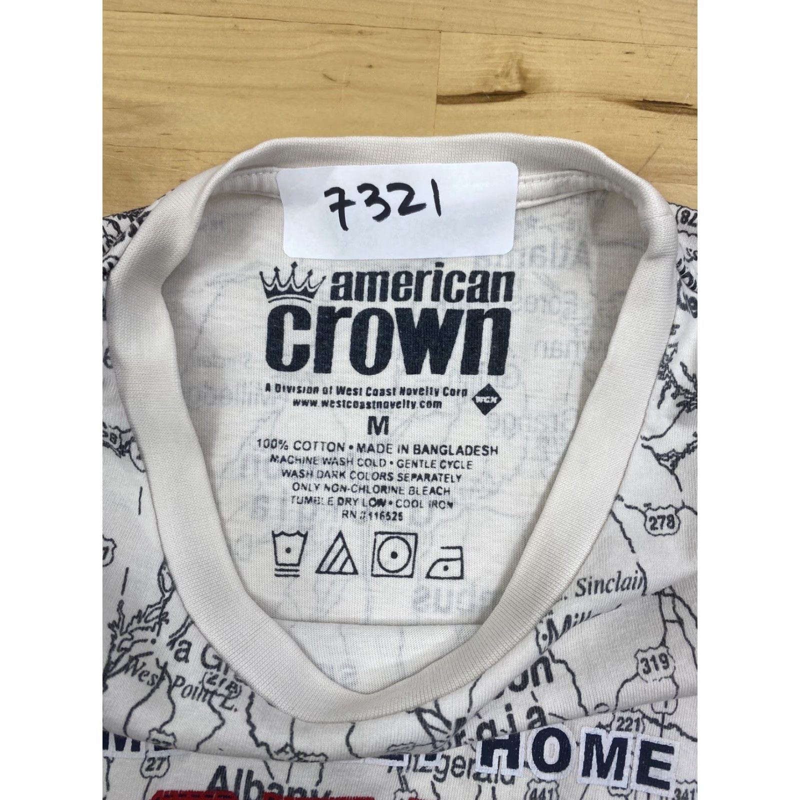 Vintage American Crown Florida Map Print T Shirt Mens M White Casual Travel Size US M / EU 48-50 / 2 - 3 Thumbnail