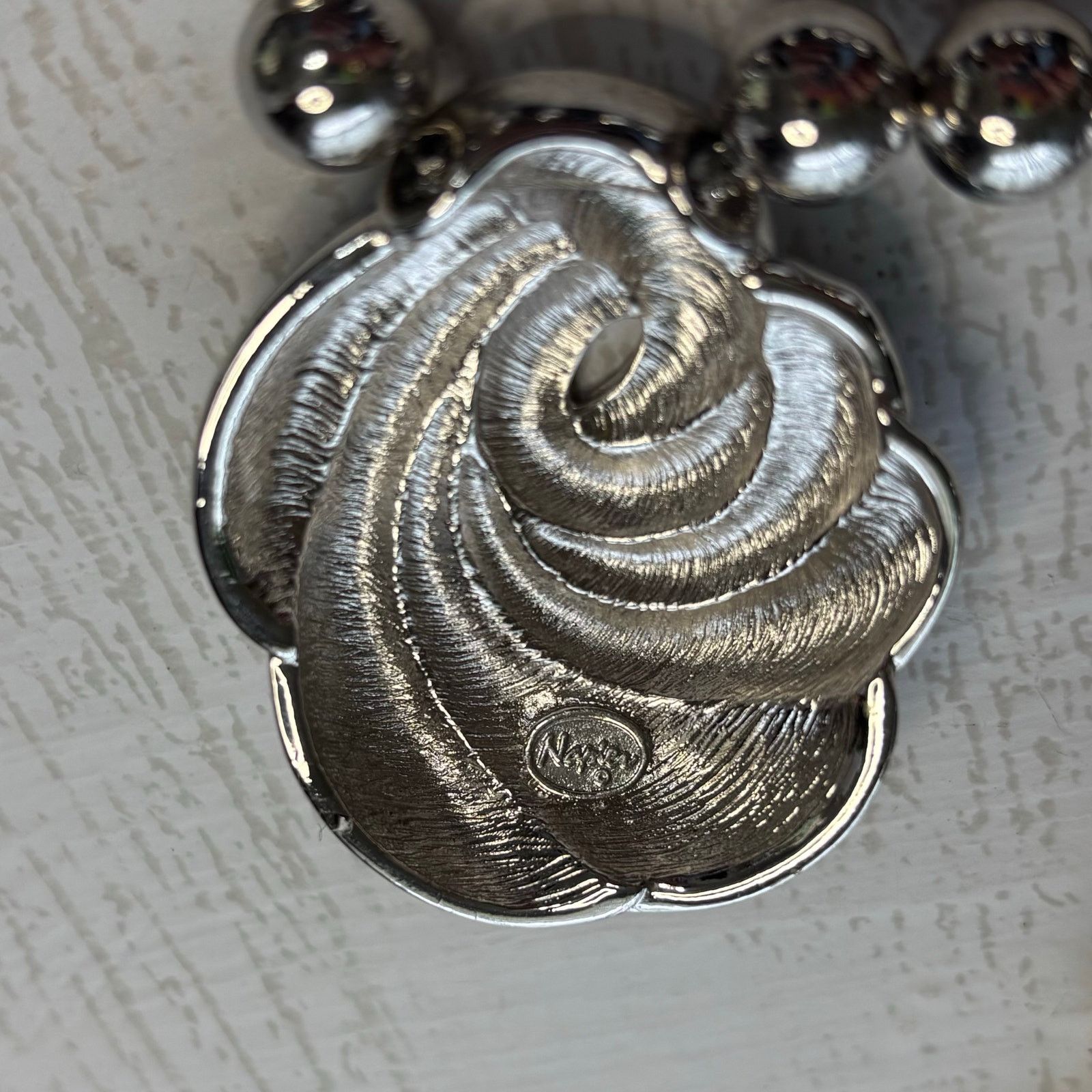 Other Vtg 1980s Napier Black & Silver Tone Swirled Disc Necklace Size ONE SIZE - 8 Thumbnail