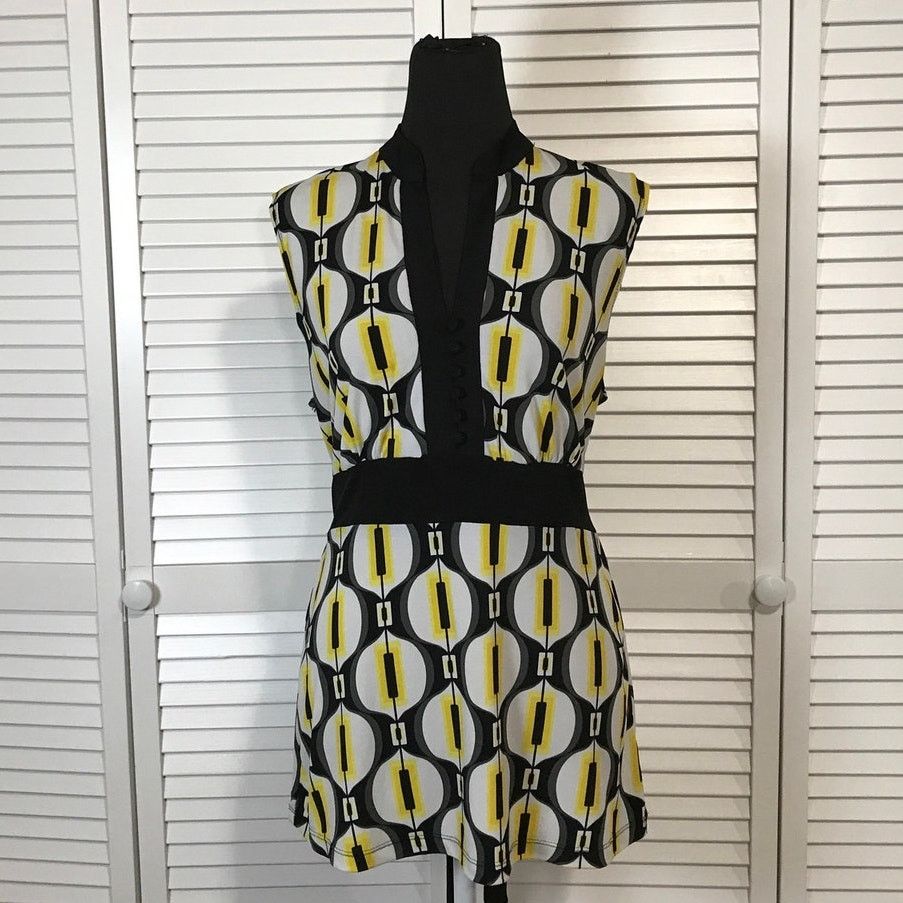 Other Cato Black Retro Geometric Empire Waist Tunic Blouse M Size M / US 6-8 / IT 42-44 - 1 Thumbnail