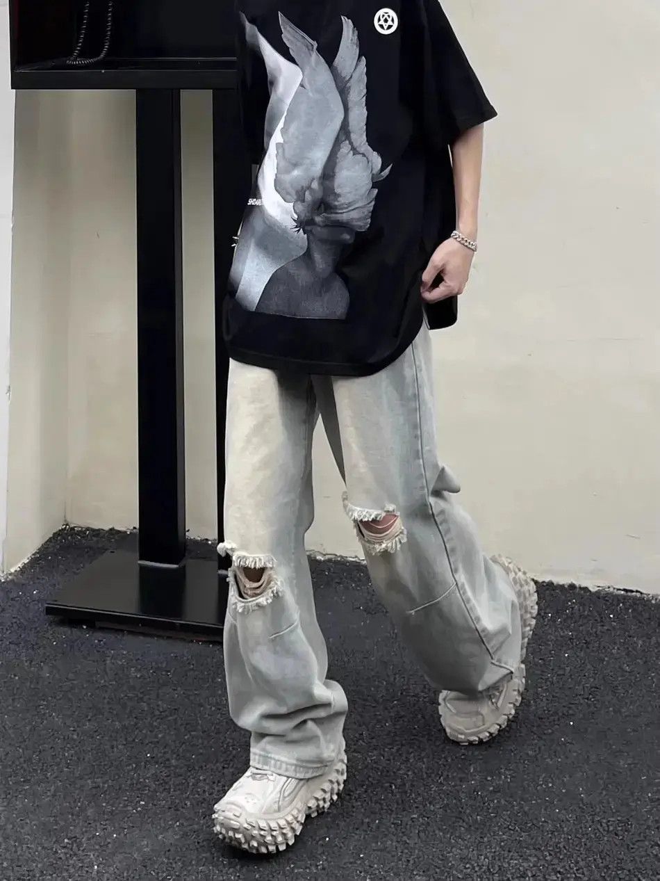 Japanese Brand Retro washed distressed jeans Size US 32 / EU 48 - 6 Thumbnail